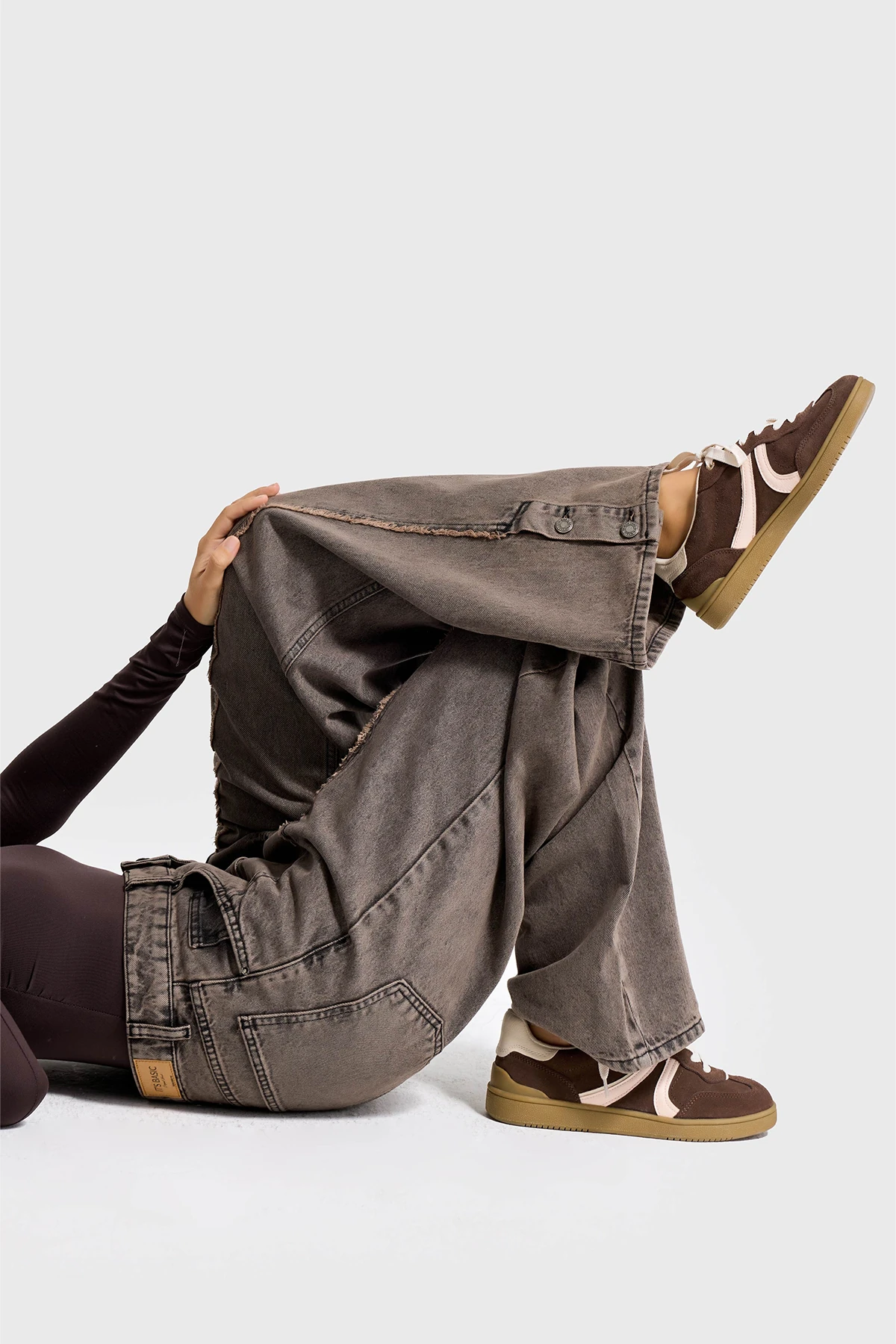 Koyu Kahve Baggy Kadın Kot Pantolon