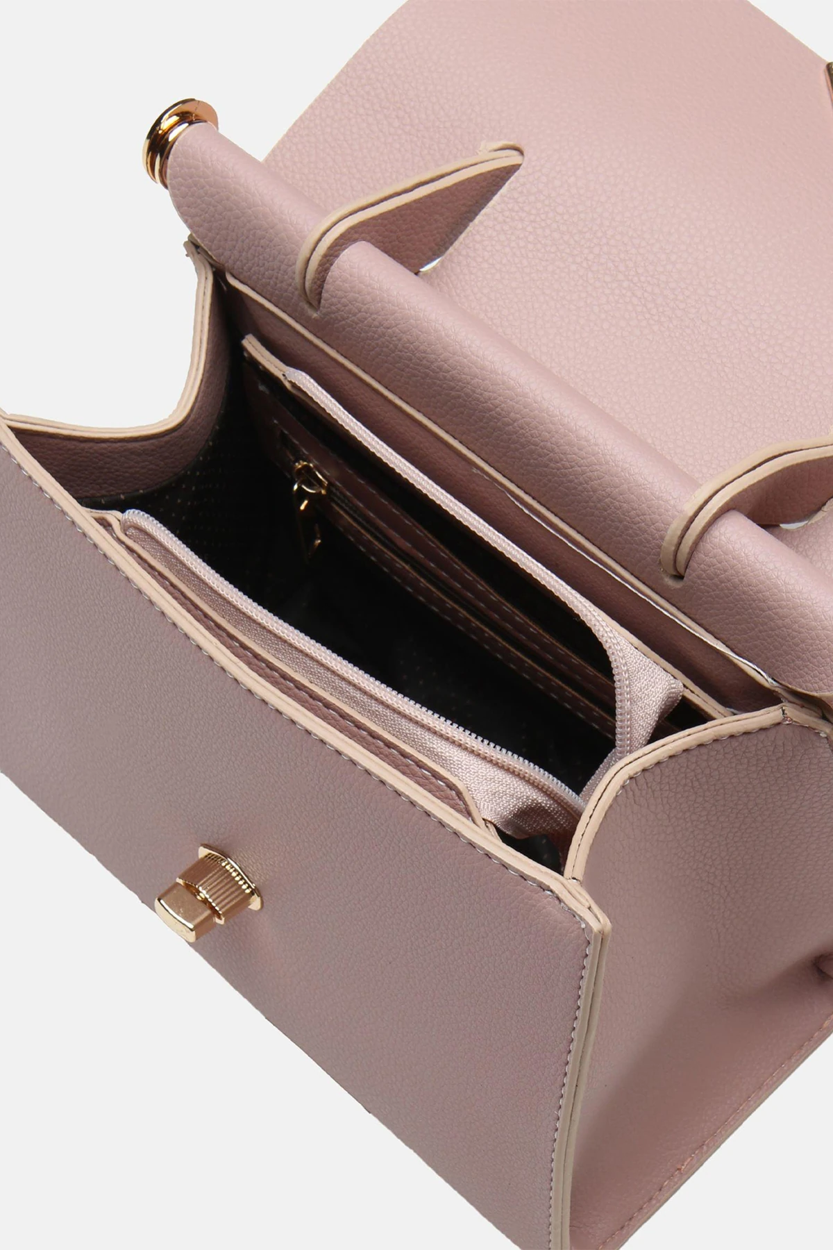 ​Ayarlanabilir Askılı Vamir Kadın El ve Omuz Çantası - Pudra