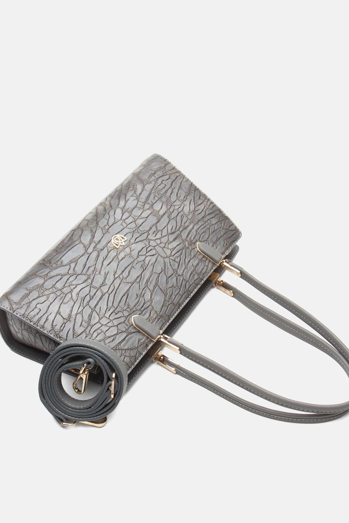 Vegan Deri Anneliese El ve Omuz Kadın Çantası - Gri