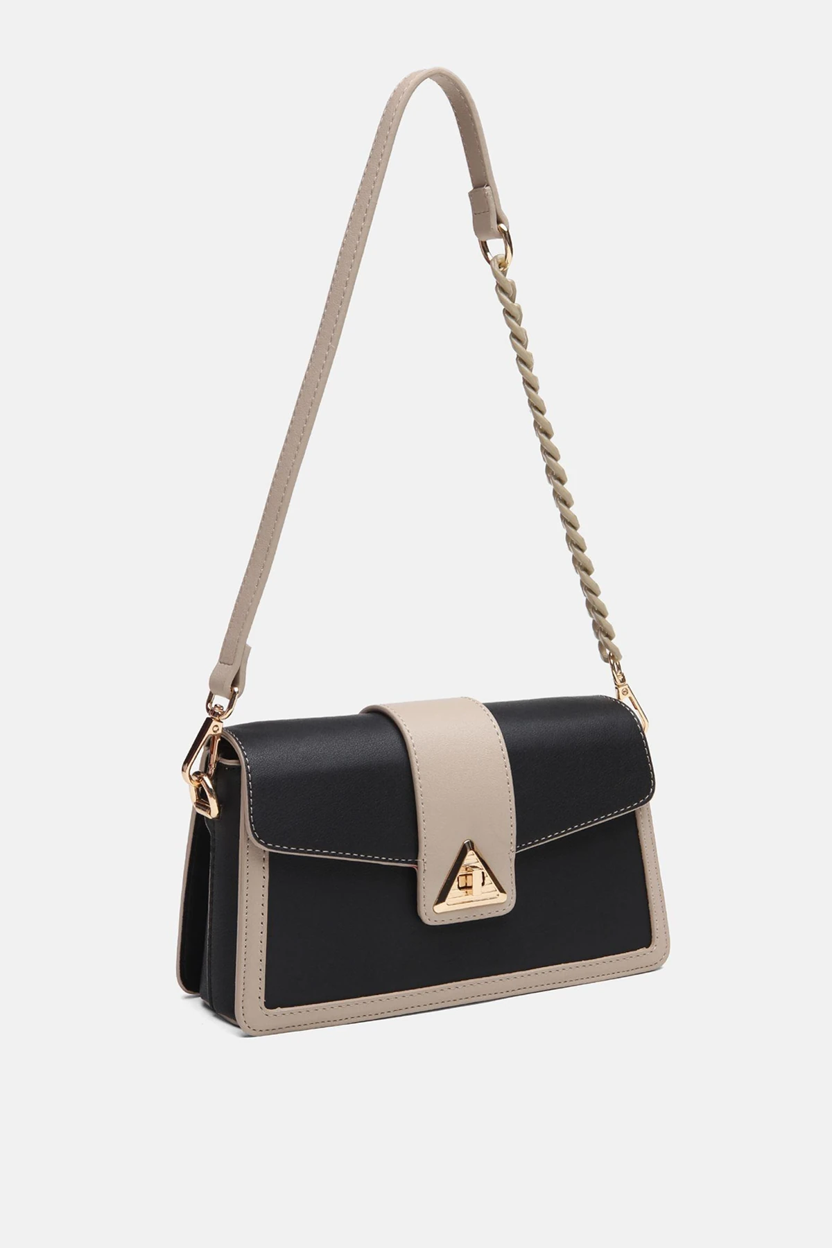 Zincir Detaylı Zoya Kadın Omuz Çantası - Siyah Vizon