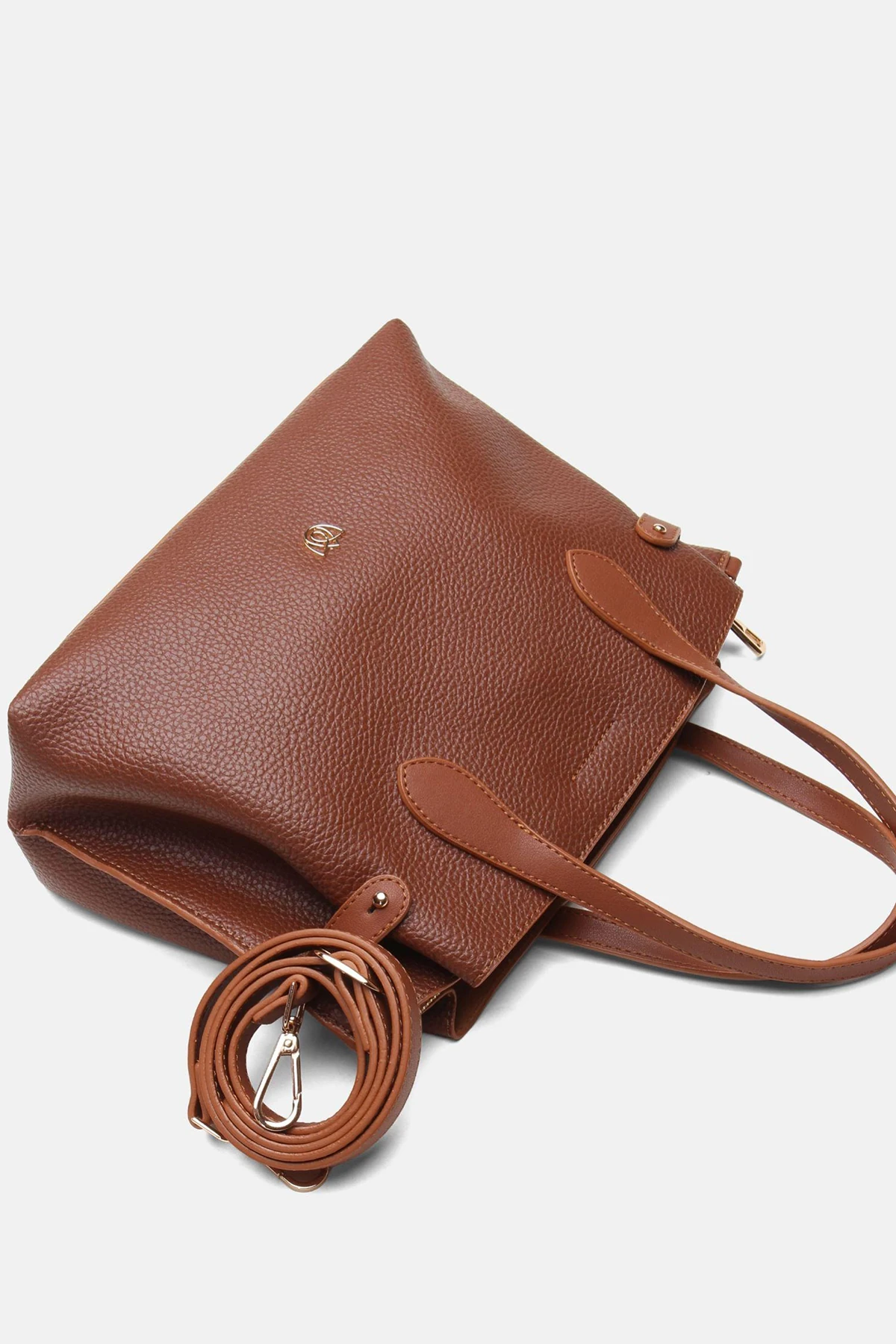 Geniş Hacimli Orvella Kadın El ve Omuz Çantası - Taba