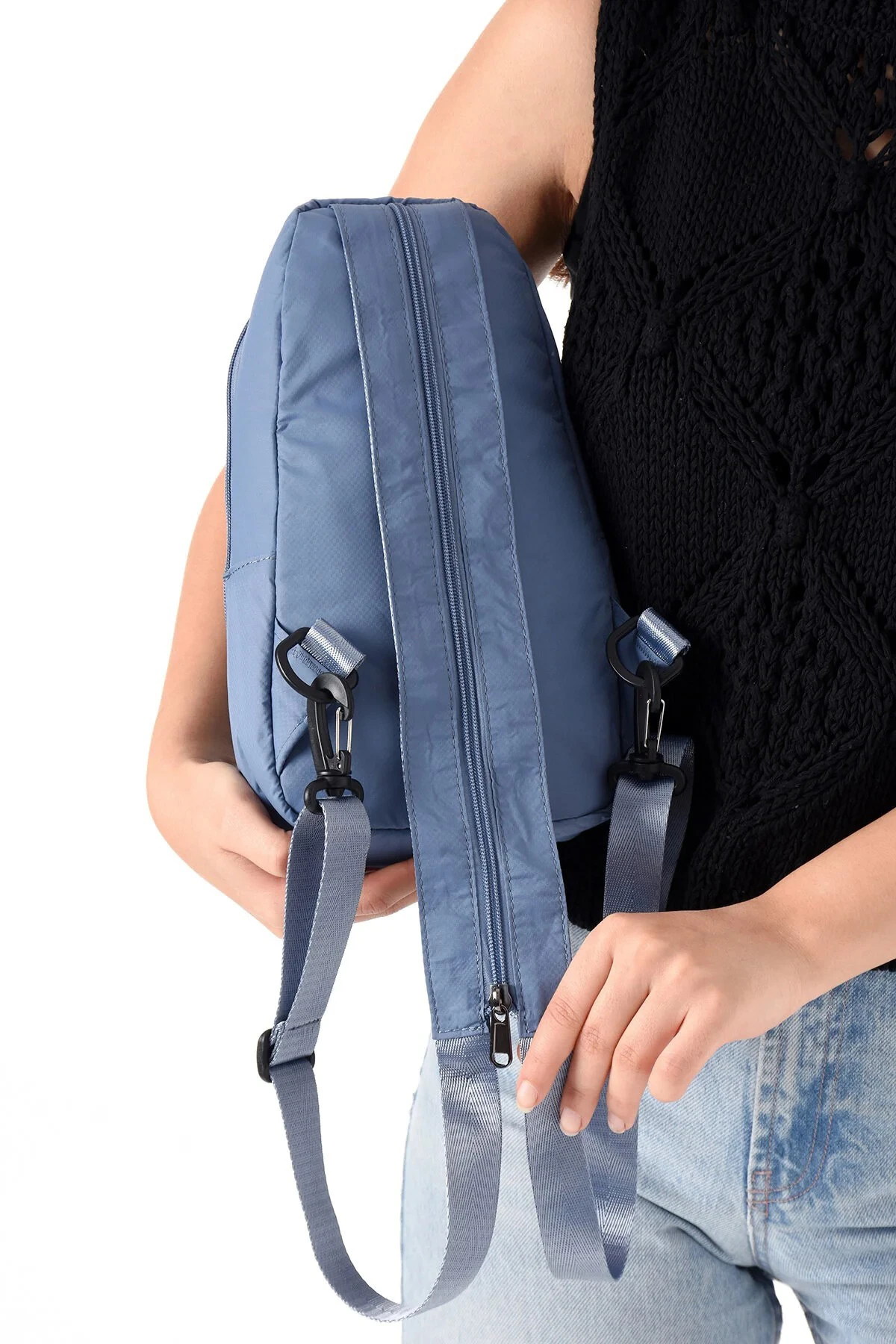 Suya Dayanıklı 3 Bölmeli Unisex Çapraz ve Sırt Çantası - Mavi