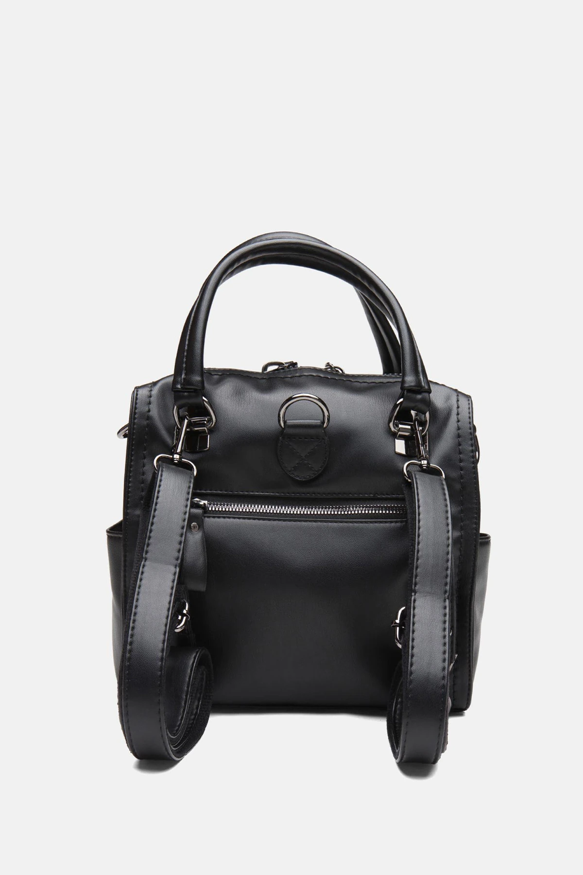 Suni Deri Wendin Kadın El Omuz ve Sırt Çantası - Siyah