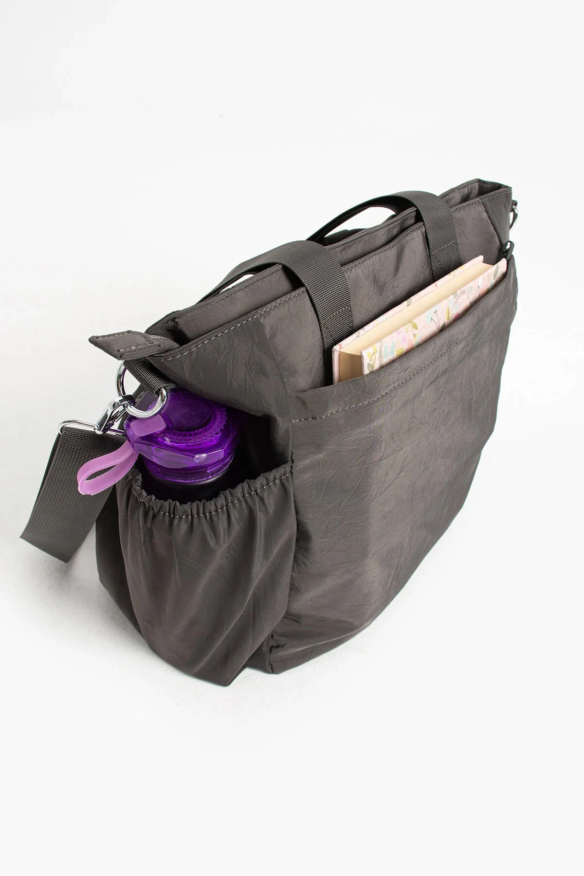 Büyük Boy 4 Bölmeli Suya Dayanıklı Çapraz ve Omuz Askılı Çanta - Koyu Gri