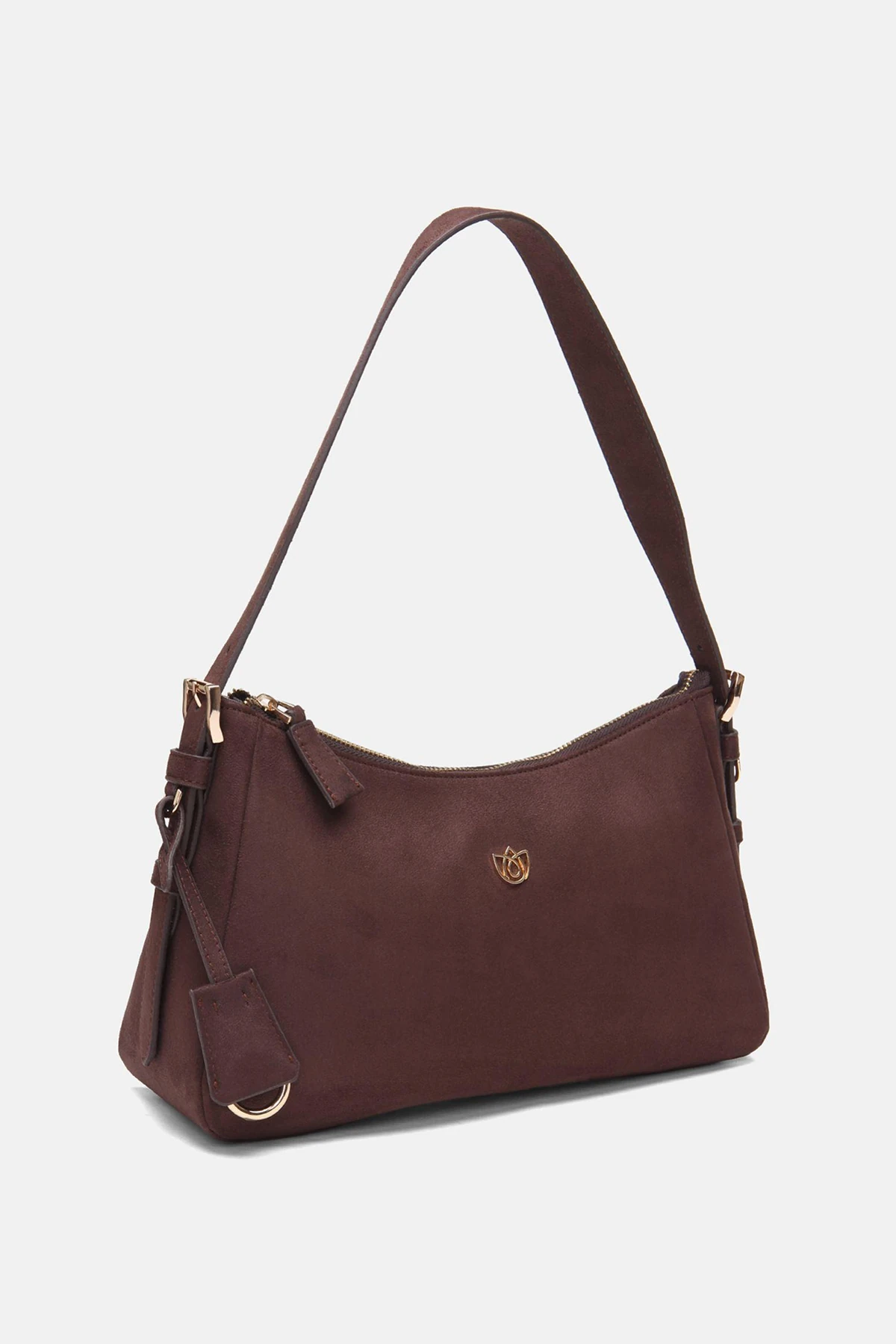 Süet Sueva Kadın El ve Omuz Çantası - Kahve