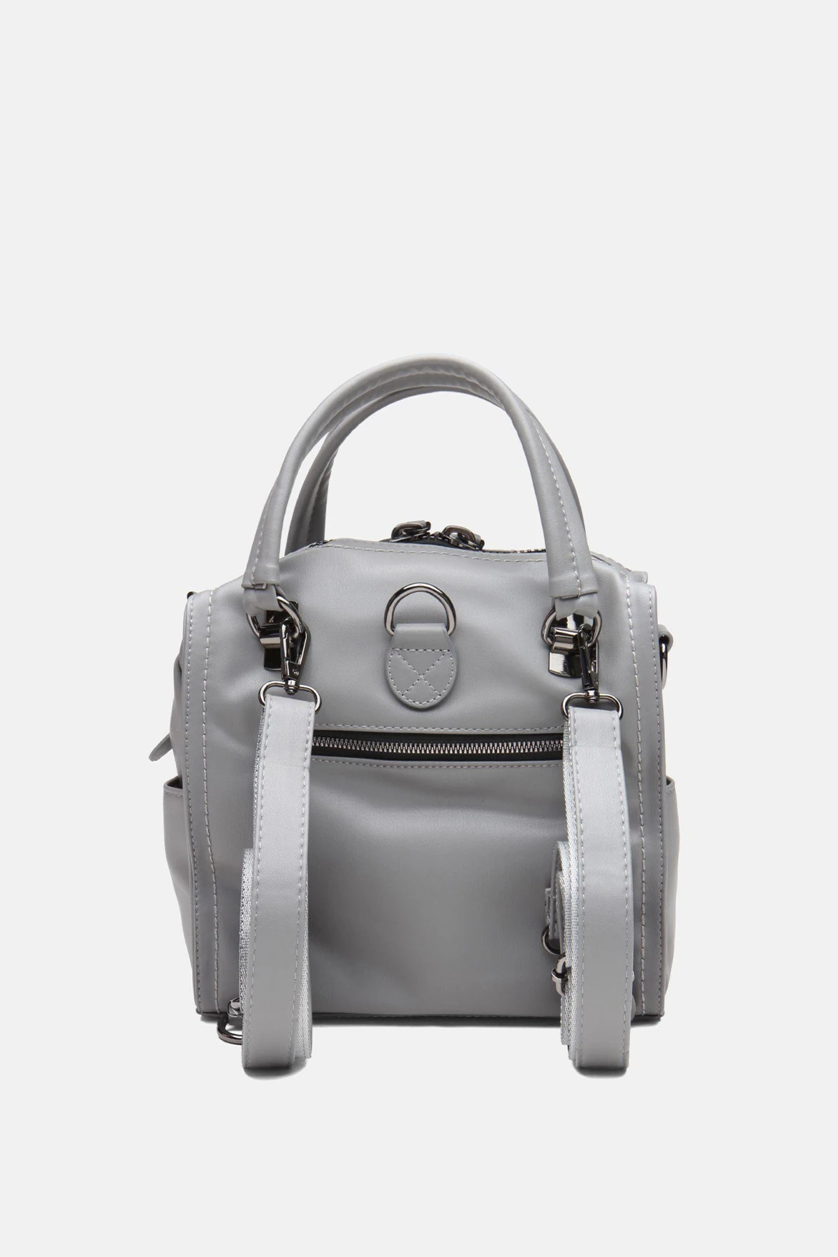 Suni Deri Wendin Kadın El Omuz ve Sırt Çantası - Gri