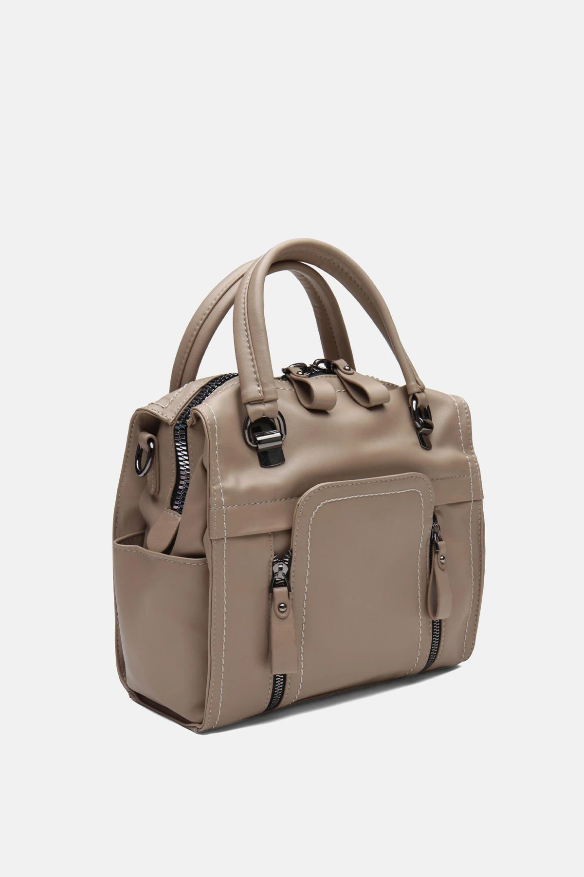 Suni Deri Wendin Kadın El Omuz ve Sırt Çantası - Vizon