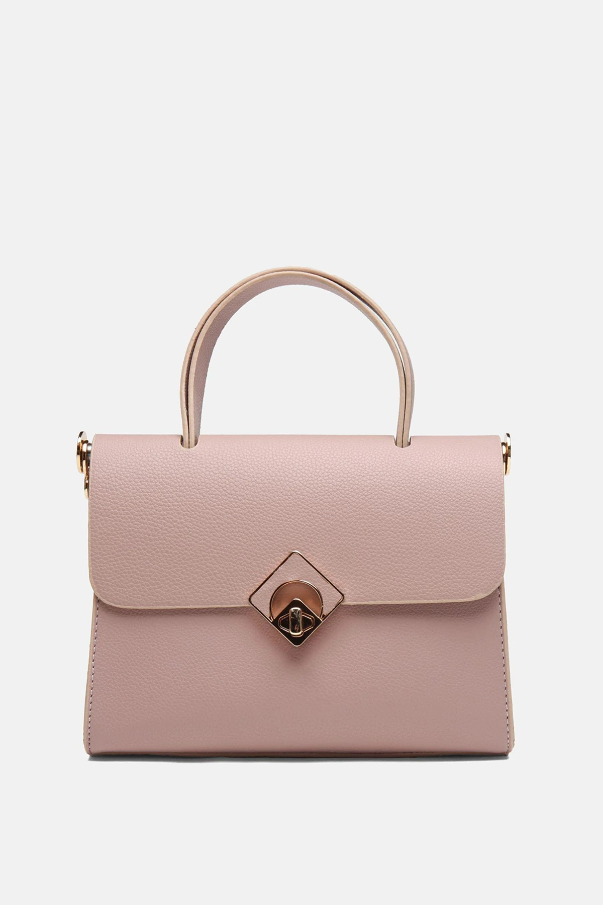 ​Ayarlanabilir Askılı Vamir Kadın El ve Omuz Çantası - Pudra