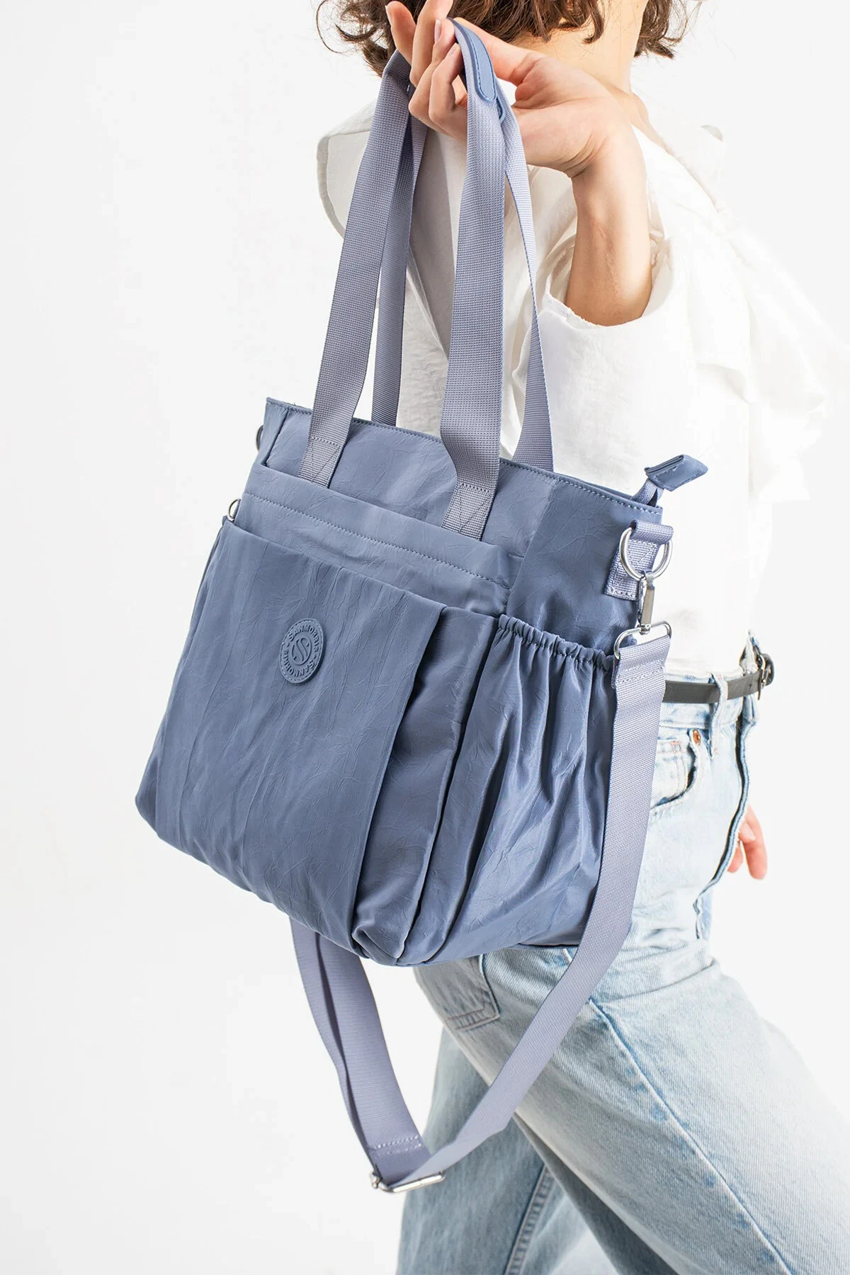 Büyük Boy 4 Bölmeli Suya Dayanıklı Çapraz ve Omuz Askılı Çanta - Mavi