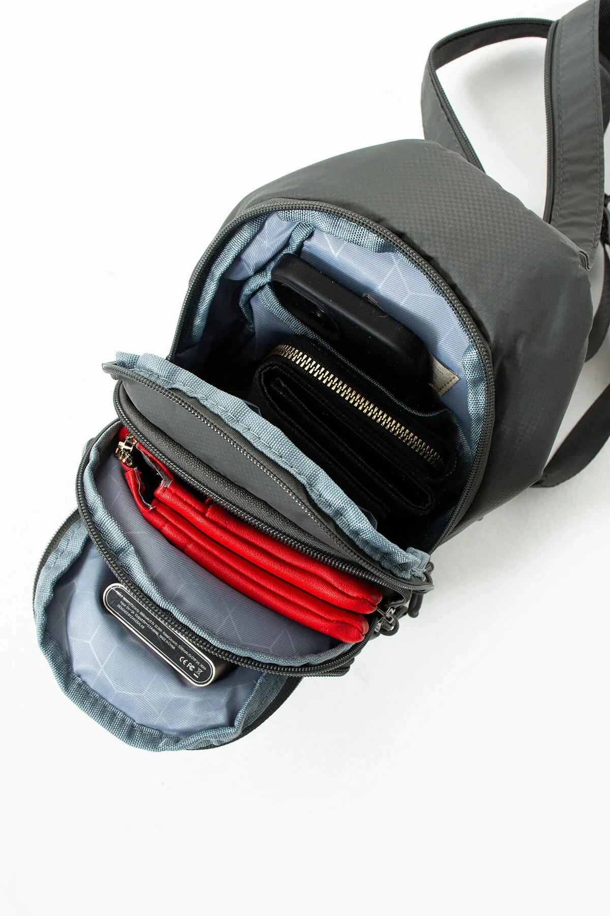 Suya Dayanıklı 3 Bölmeli Unisex Çapraz ve Sırt Çantası - Gri