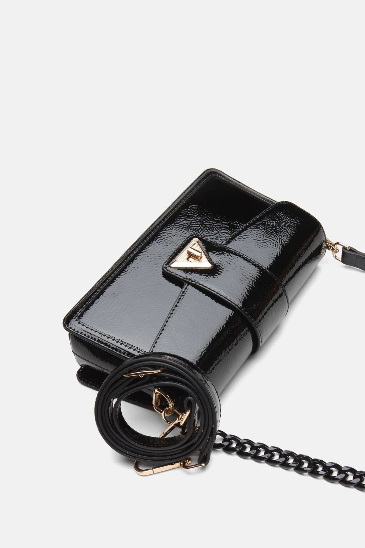 Zincir Detaylı Zoya Kadın Omuz Çantası - Siyah Rugan