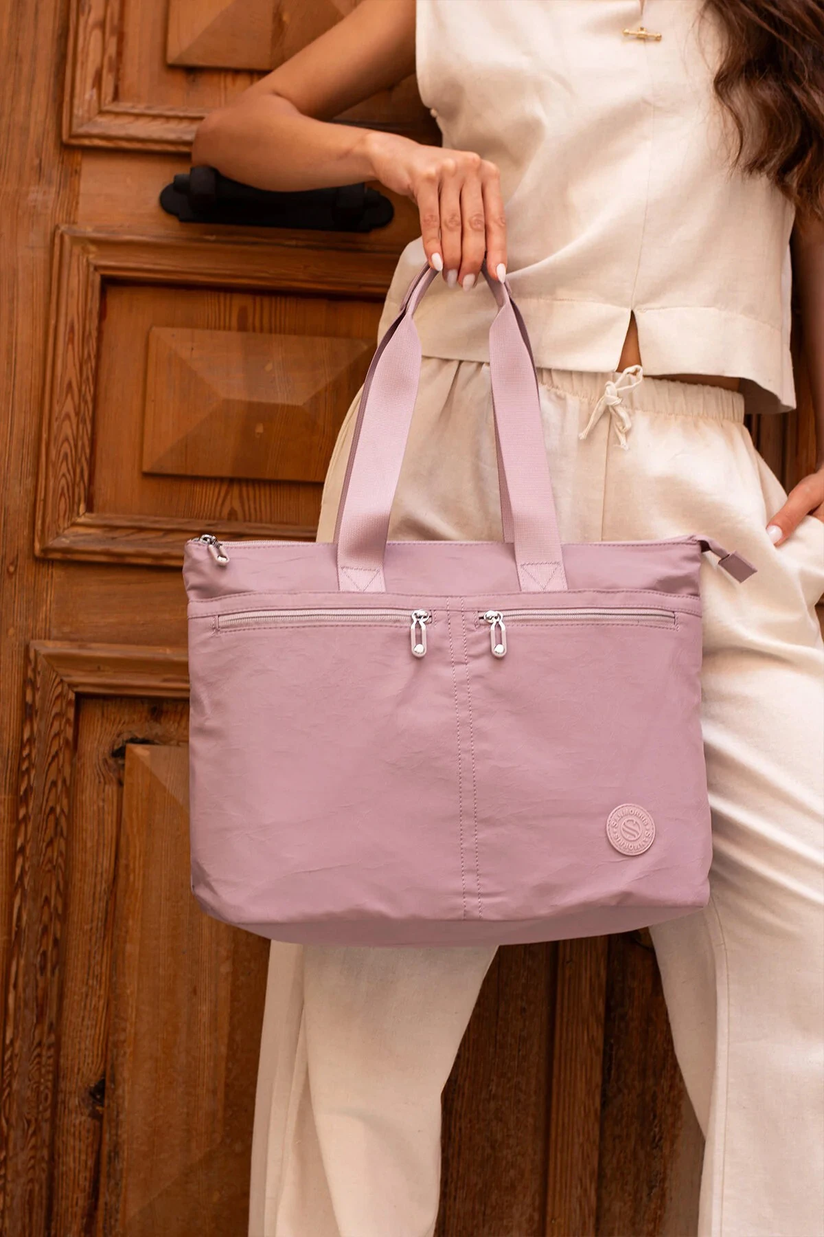 6 Gözlü Kullanışlı Paraşüt Kumaş Büyük Boy El ve Omuz Çantası