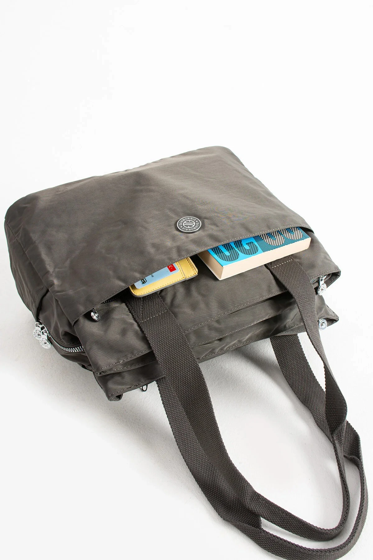 5 Gözlü Büyük Boy Suya Dayanıklı Saten Kumaş Omuz Çantası