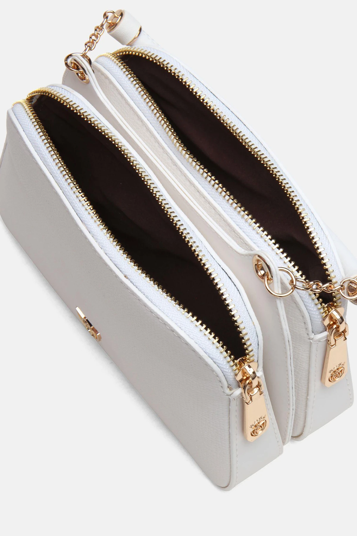 Zincir Detaylı Vegan Deri Fiamma İkiz Çanta - Beyaz