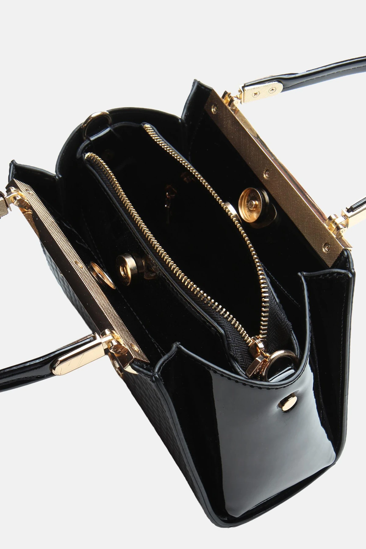 Timsah Desen Rubrisa Kadın El ve Omuz Çantası - Siyah