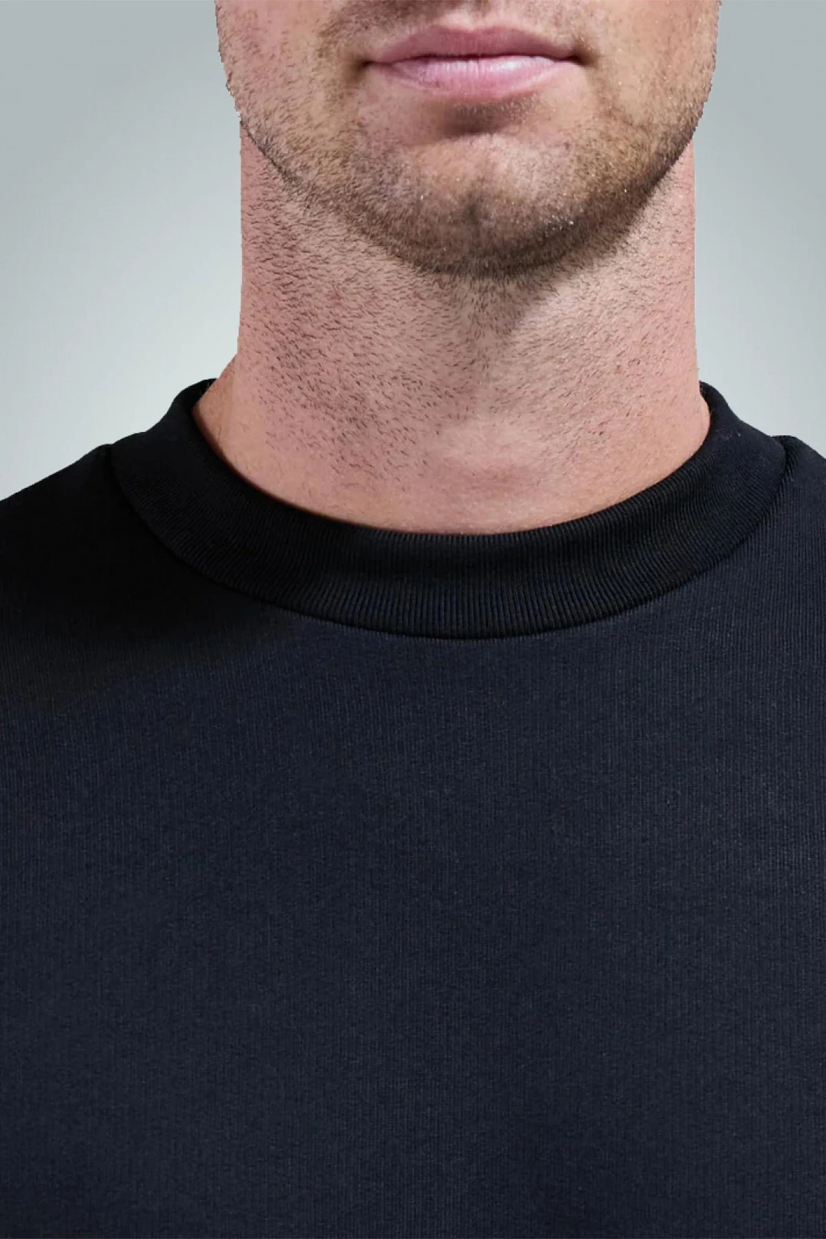 Erkek Bisiklet Yaka Düz Sweatshirt - Черный