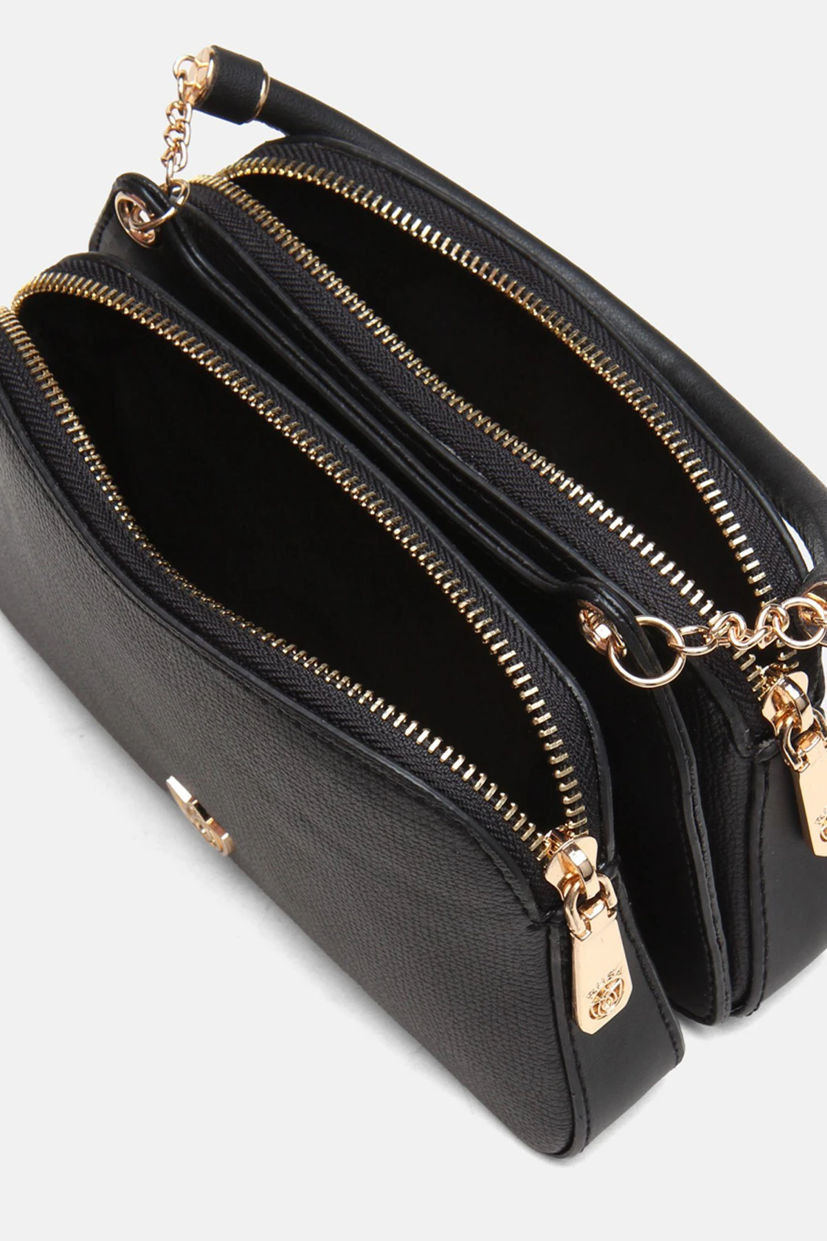 Zincir Detaylı Vegan Deri Fiamma İkiz Çanta - Siyah