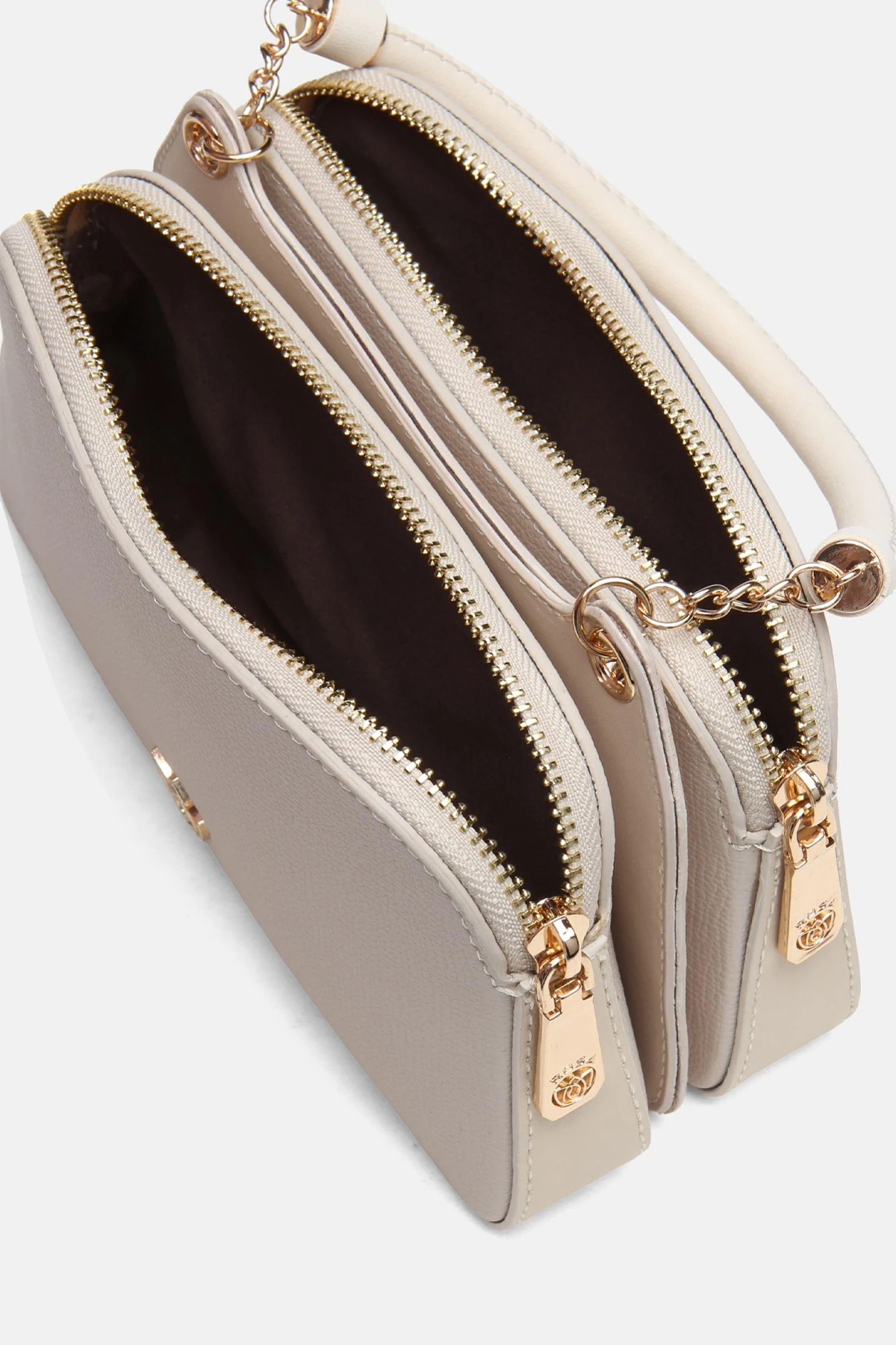 Zincir Detaylı Vegan Deri Fiamma İkiz Çanta - Krem