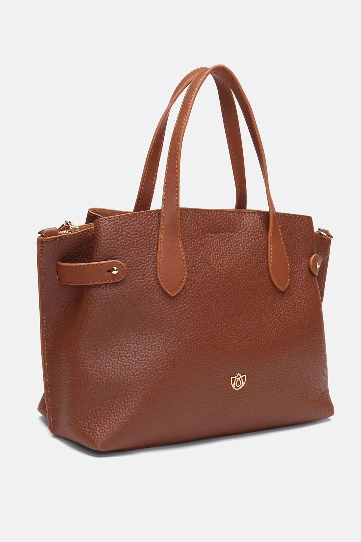 Geniş Hacimli Orvella Kadın El ve Omuz Çantası - Taba