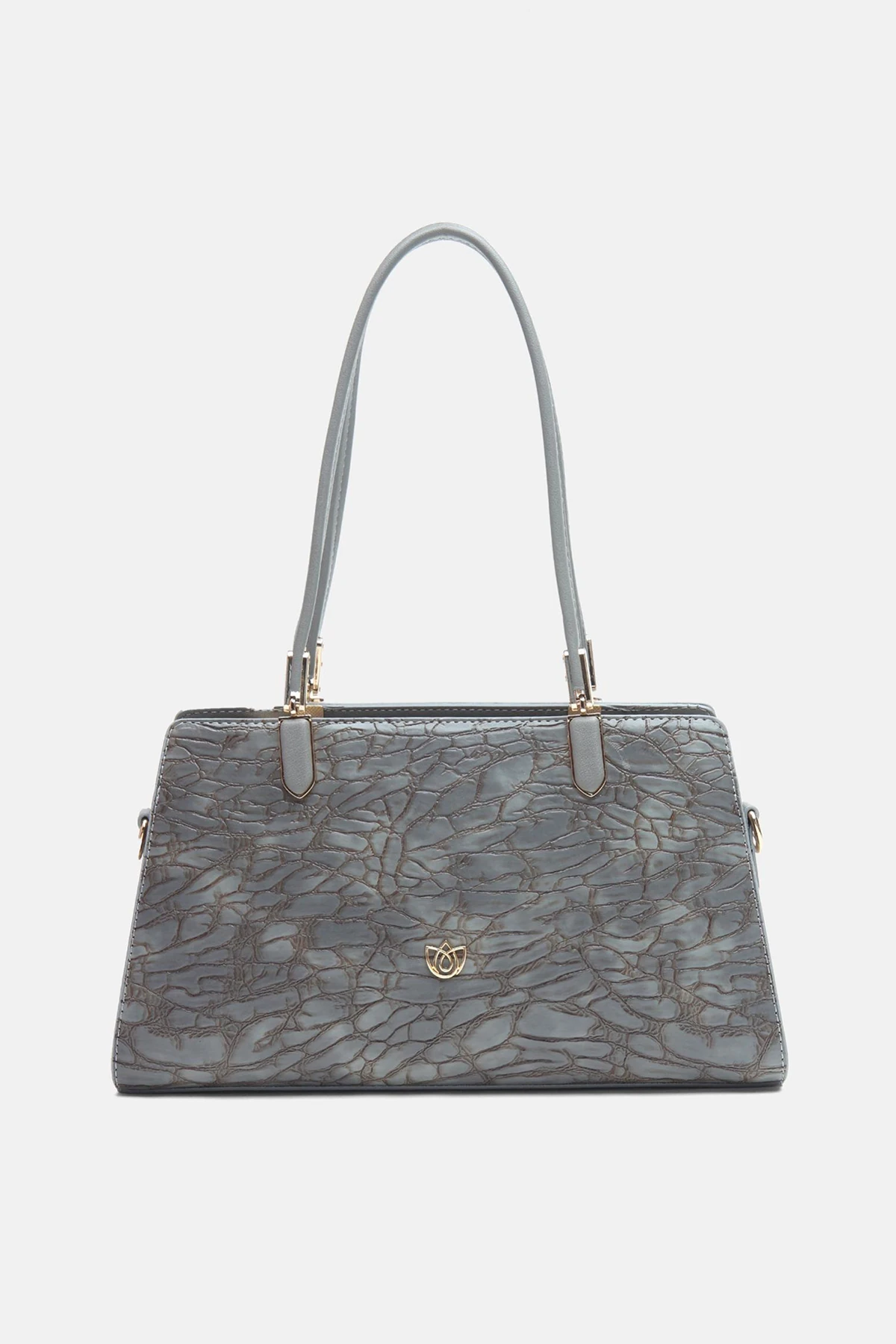 Vegan Deri Anneliese El ve Omuz Kadın Çantası - Gri