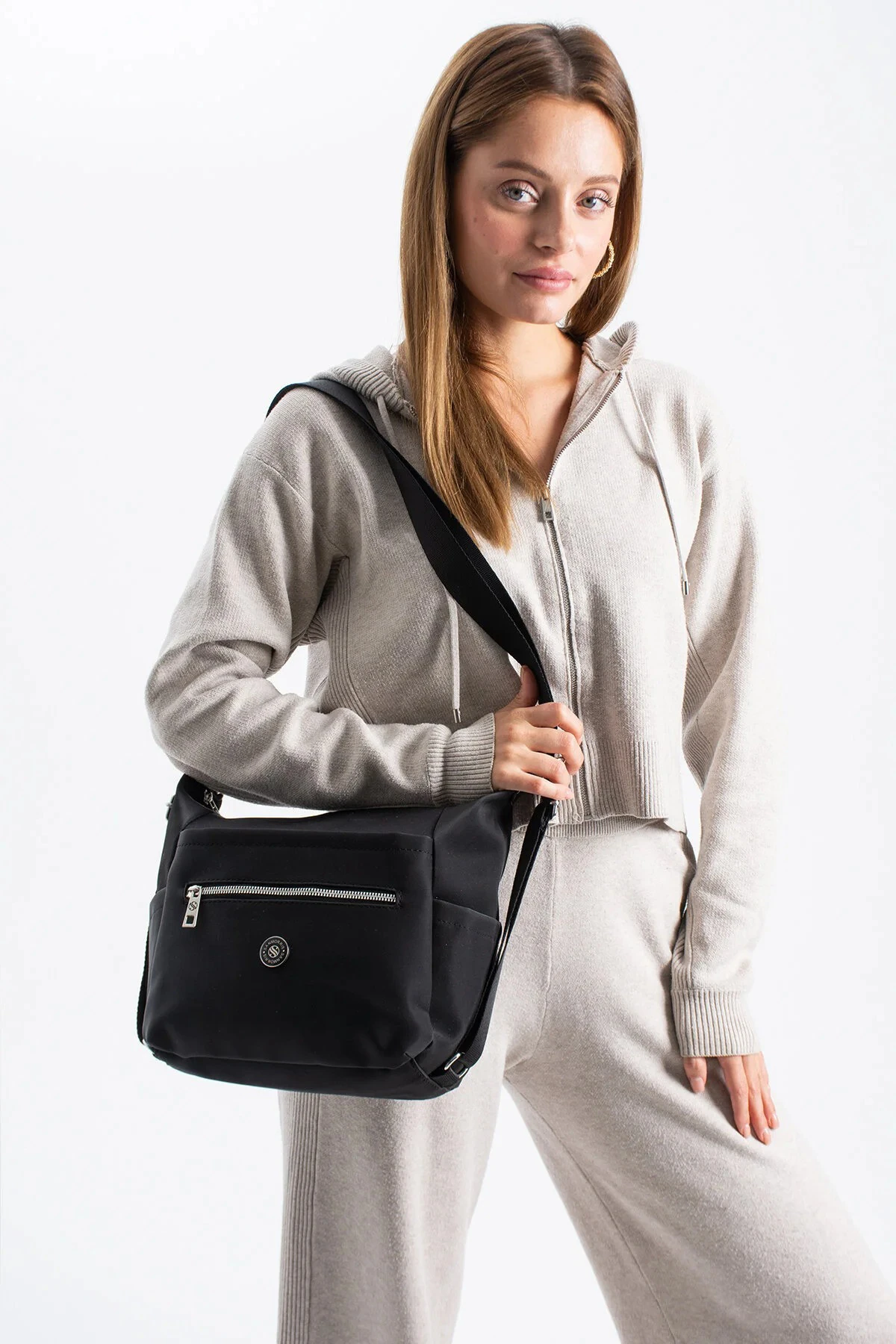 Kadın 4 Bölmeli Suni Yumuşak Deri Omuz ve Sırt Çantası