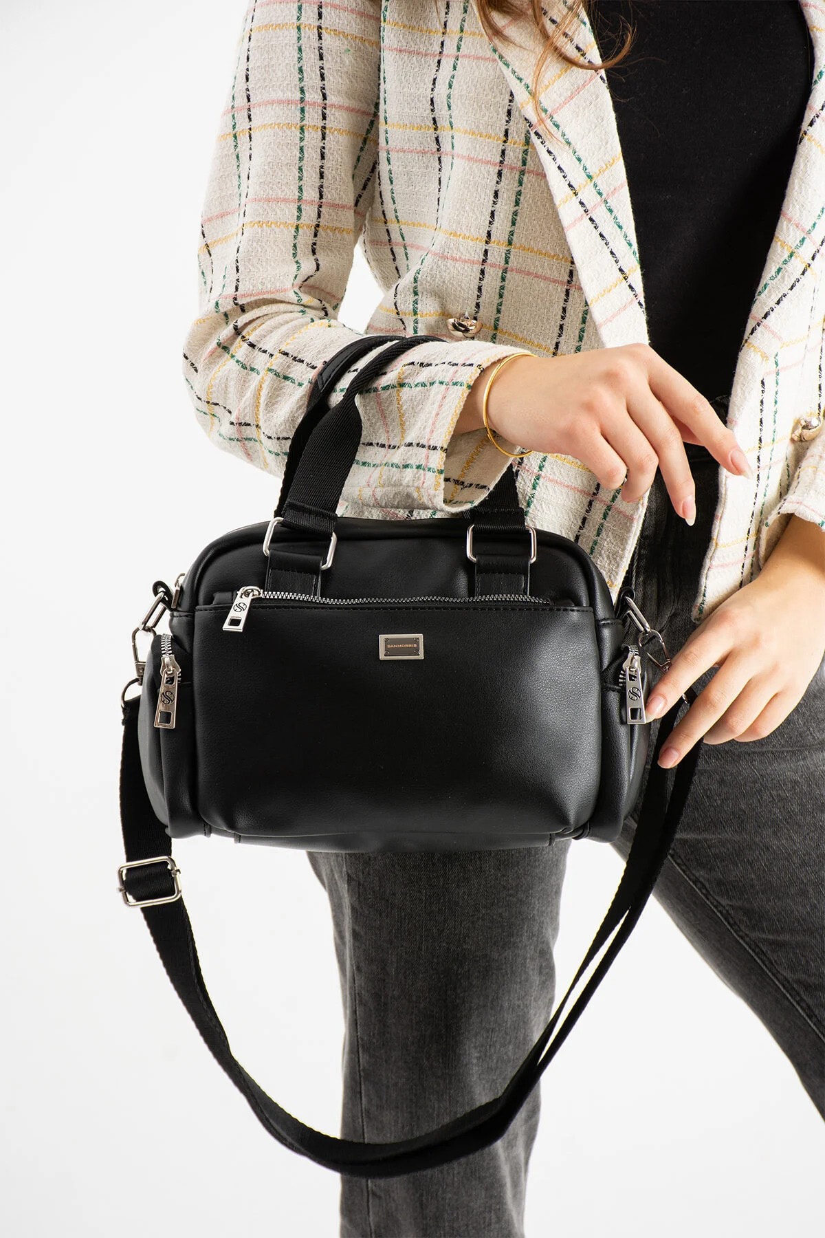 Çok Gözlü Ayarlanabilir Çapraz Askılı Kadın El ve Omuz Çantası