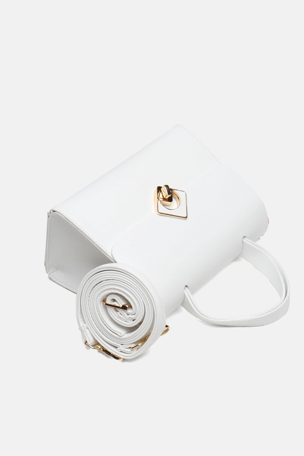 ​Ayarlanabilir Askılı Vamir Kadın El ve Omuz Çantası - Beyaz