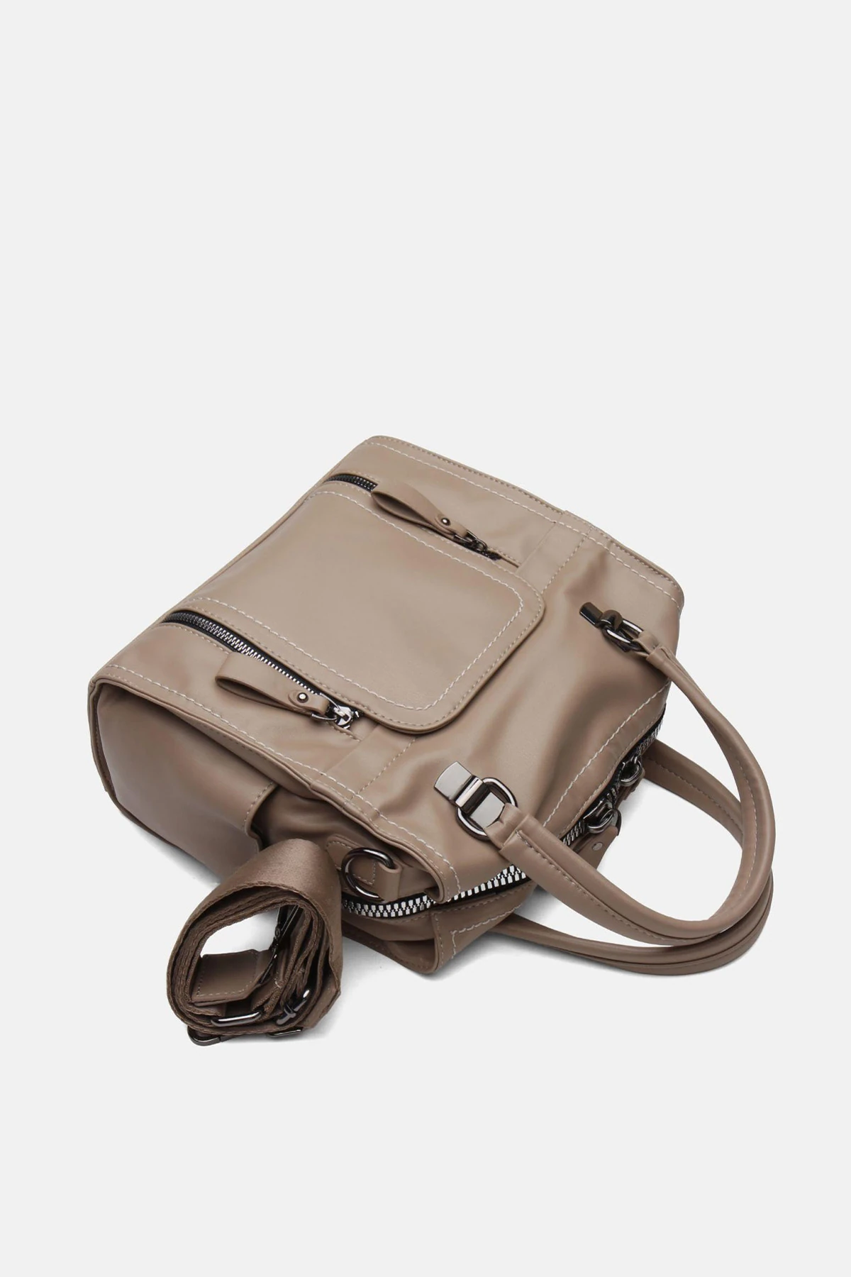 Suni Deri Wendin Kadın El Omuz ve Sırt Çantası - Vizon