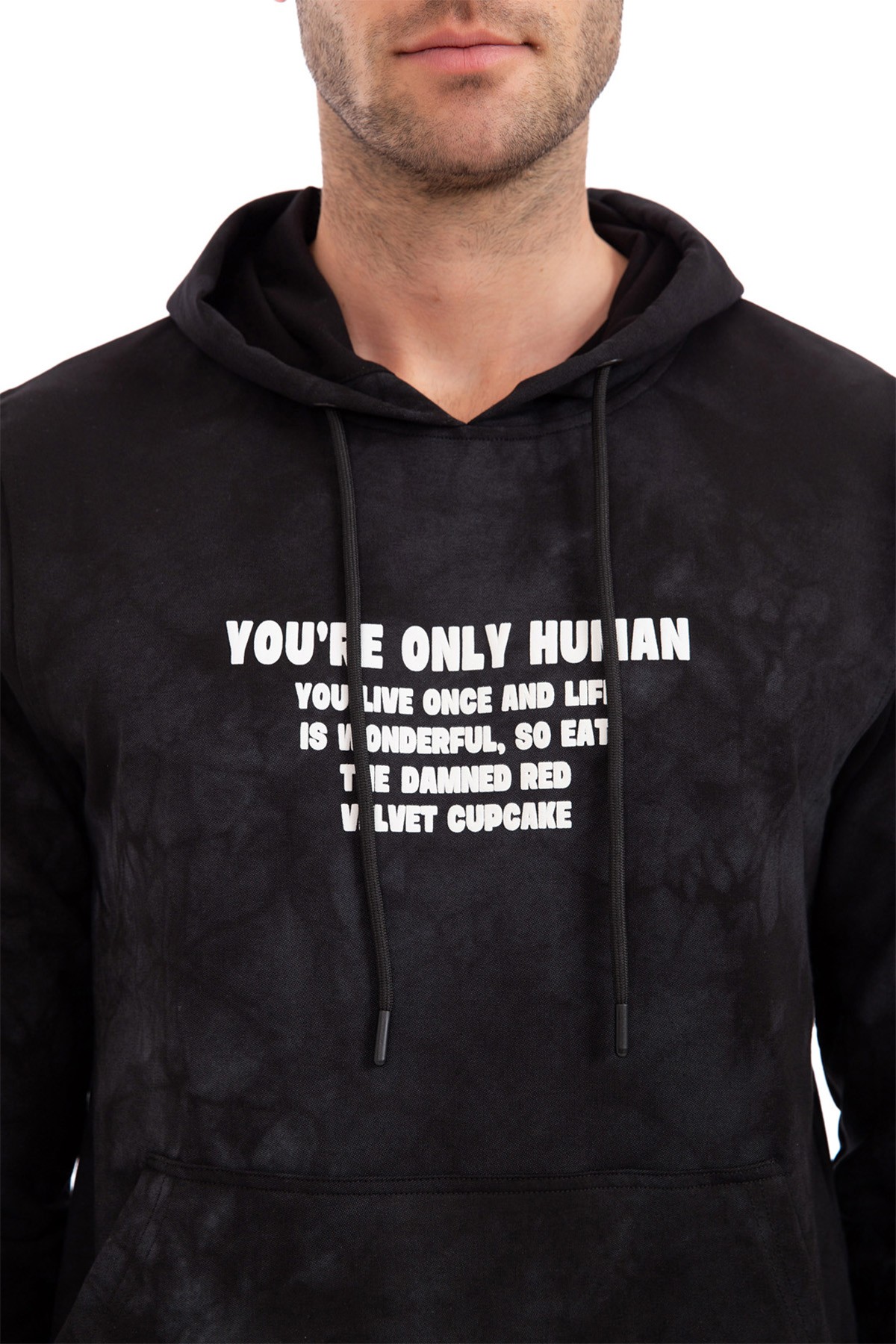 Kapüşonlu Pamuklu Human Erkek Sweatshirt - Siyah