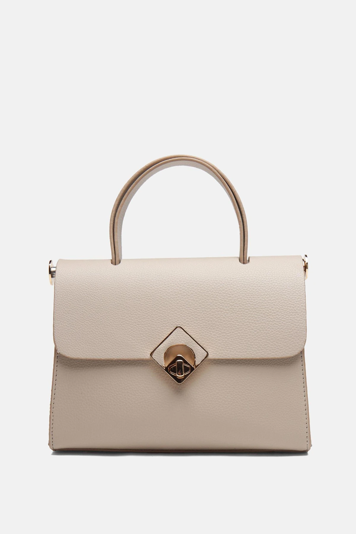 ​Ayarlanabilir Askılı Vamir Kadın El ve Omuz Çantası - Vizon