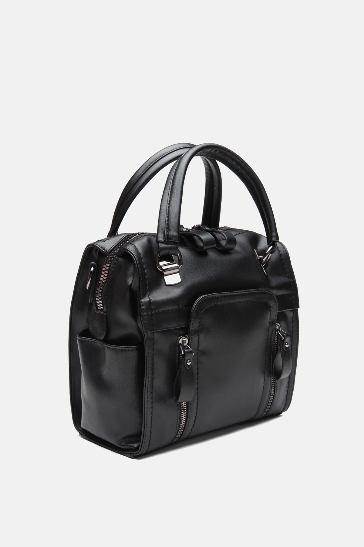 Suni Deri Wendin Kadın El Omuz ve Sırt Çantası - Siyah