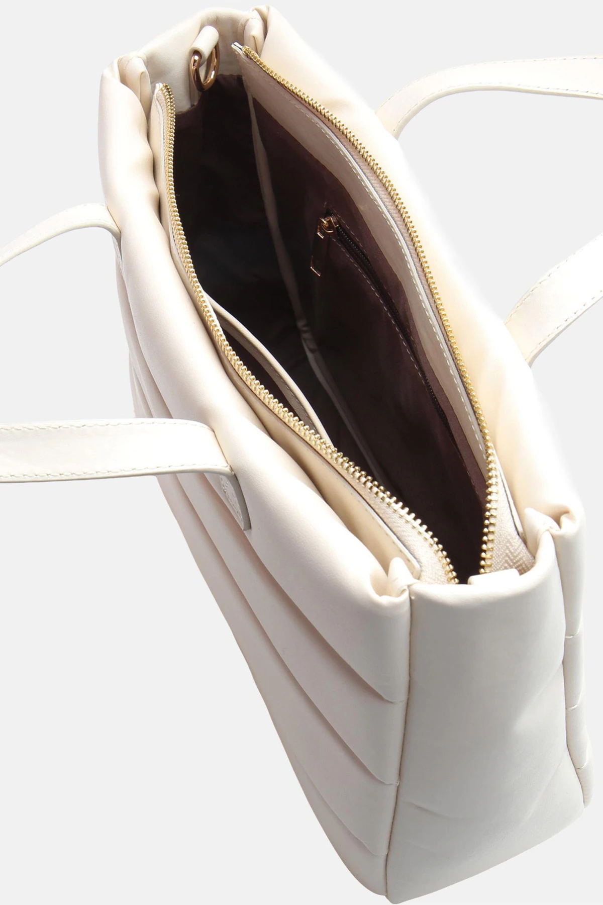 Suni Deri Viva El ve Omuz Kadın Çantası - Krem