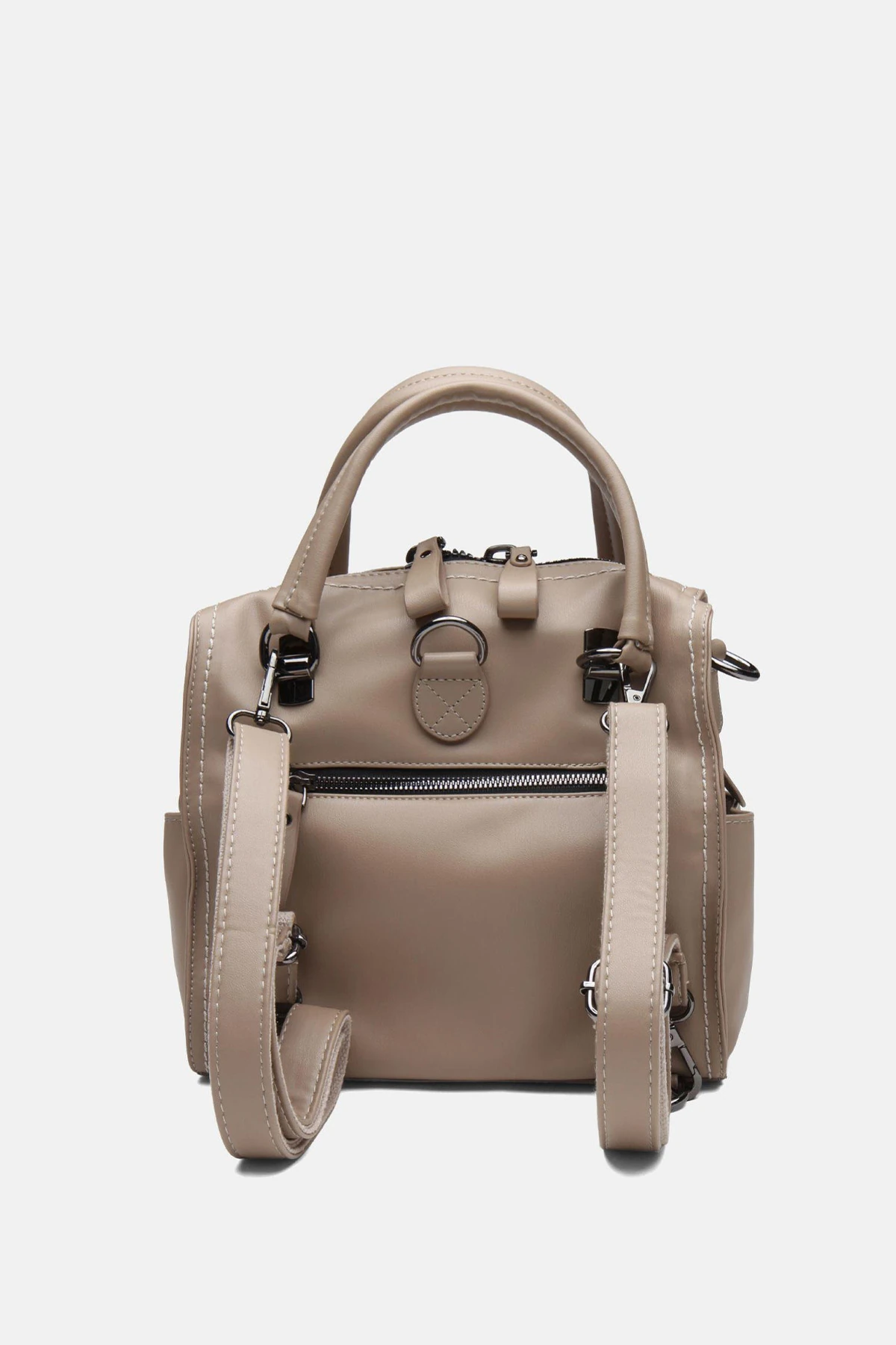 Suni Deri Wendin Kadın El Omuz ve Sırt Çantası - Vizon