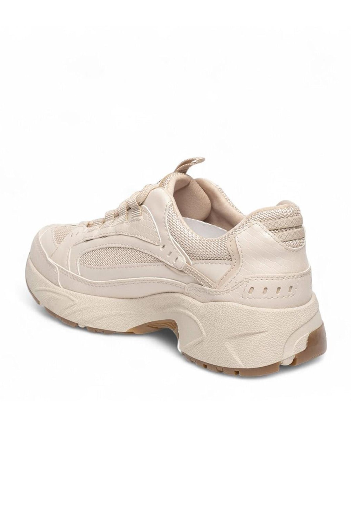 Yüksek Taban Rahat Ortopedik Kadın Spor Ayakkabı Sneaker - Bej