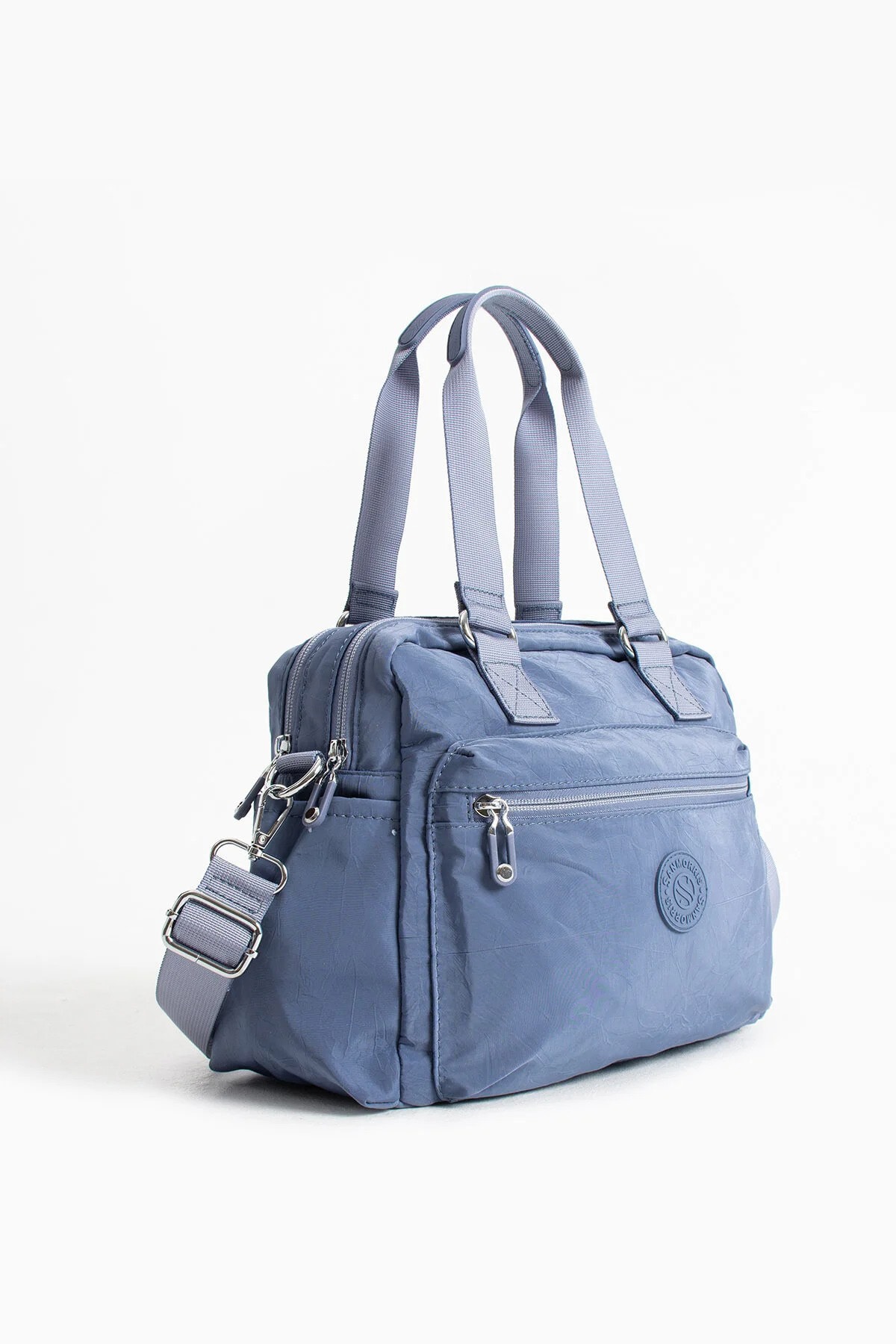 Paraşüt Kumaş 4 Bölmeli Çapraz Askılı El ve Omuz Çantası - Mavi