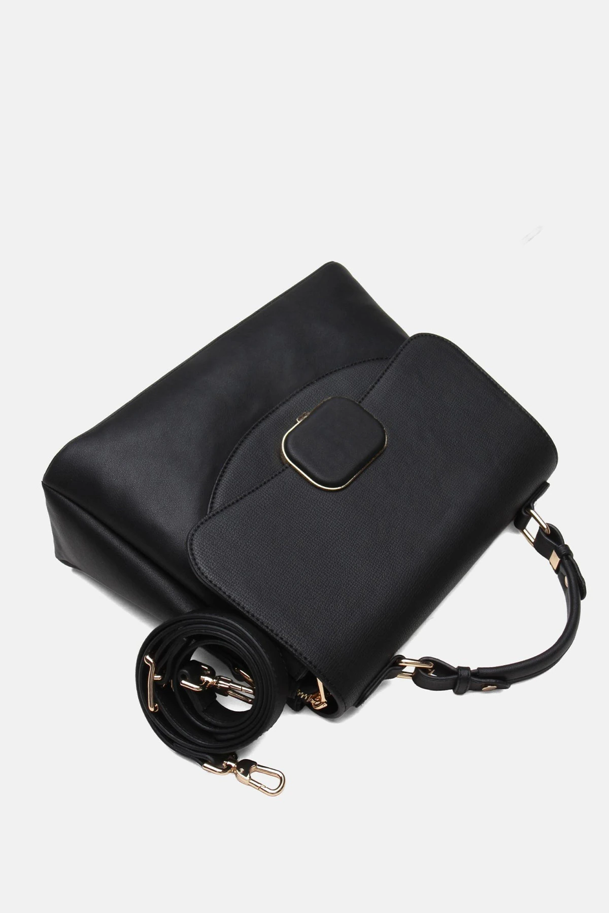 Suni Deri Kassiya Kadın El ve Omuz Çantası - Siyah