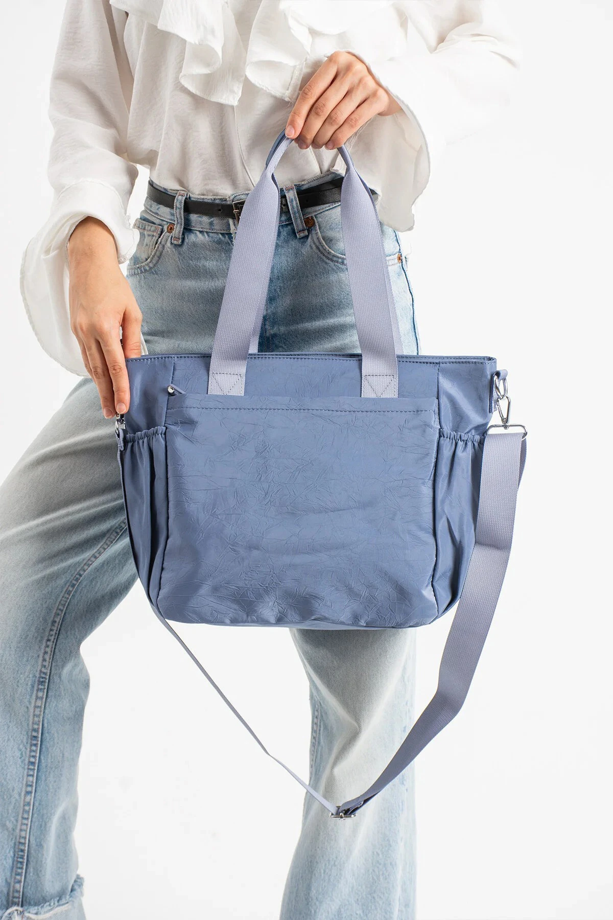 Büyük Boy 4 Bölmeli Suya Dayanıklı Çapraz ve Omuz Askılı Çanta - Mavi