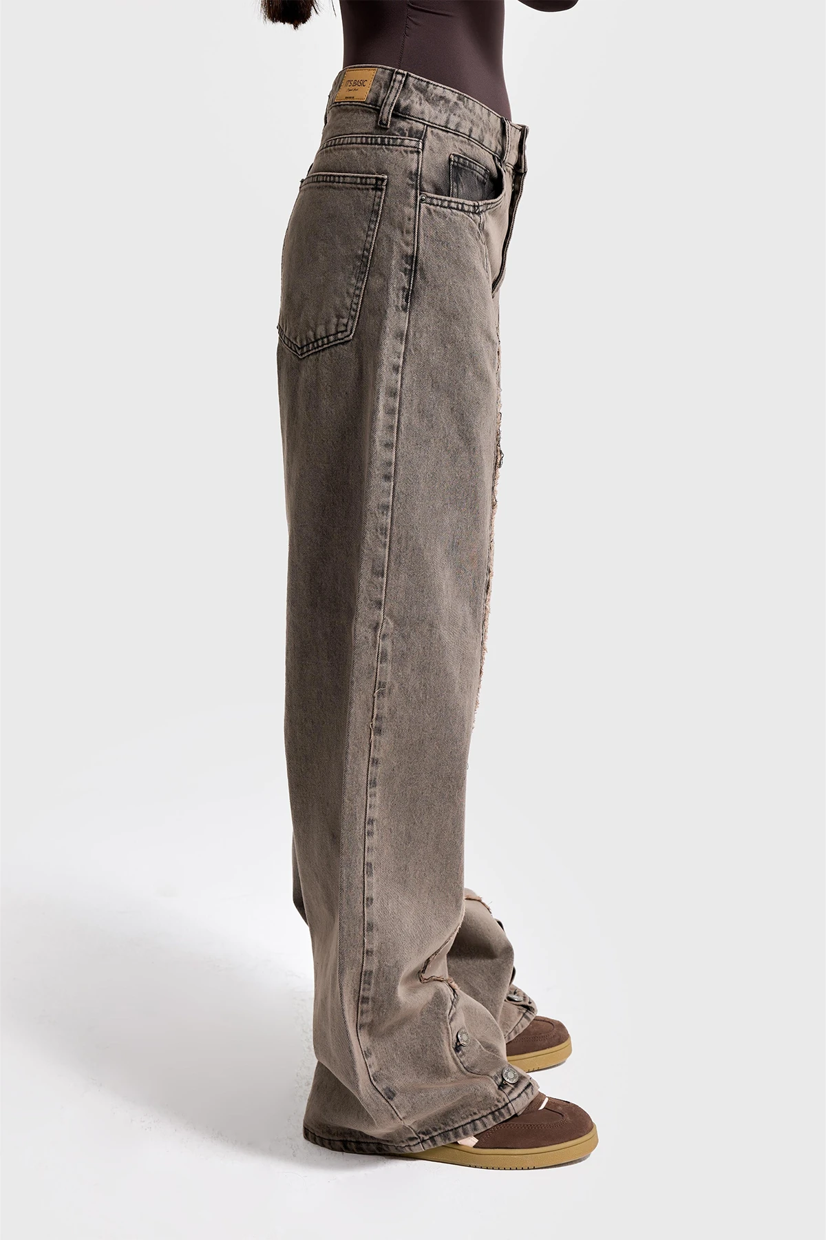 Koyu Kahve Baggy Kadın Kot Pantolon