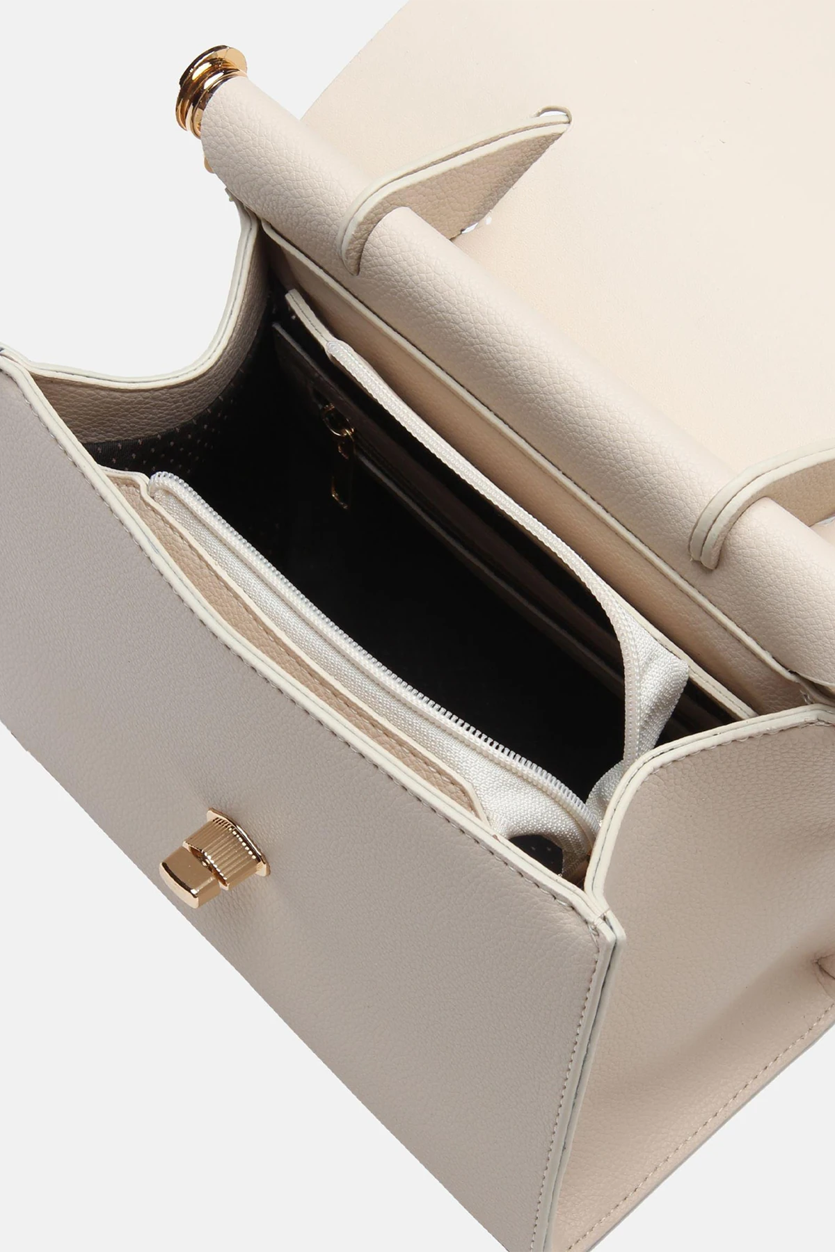 ​Ayarlanabilir Askılı Vamir Kadın El ve Omuz Çantası - Krem