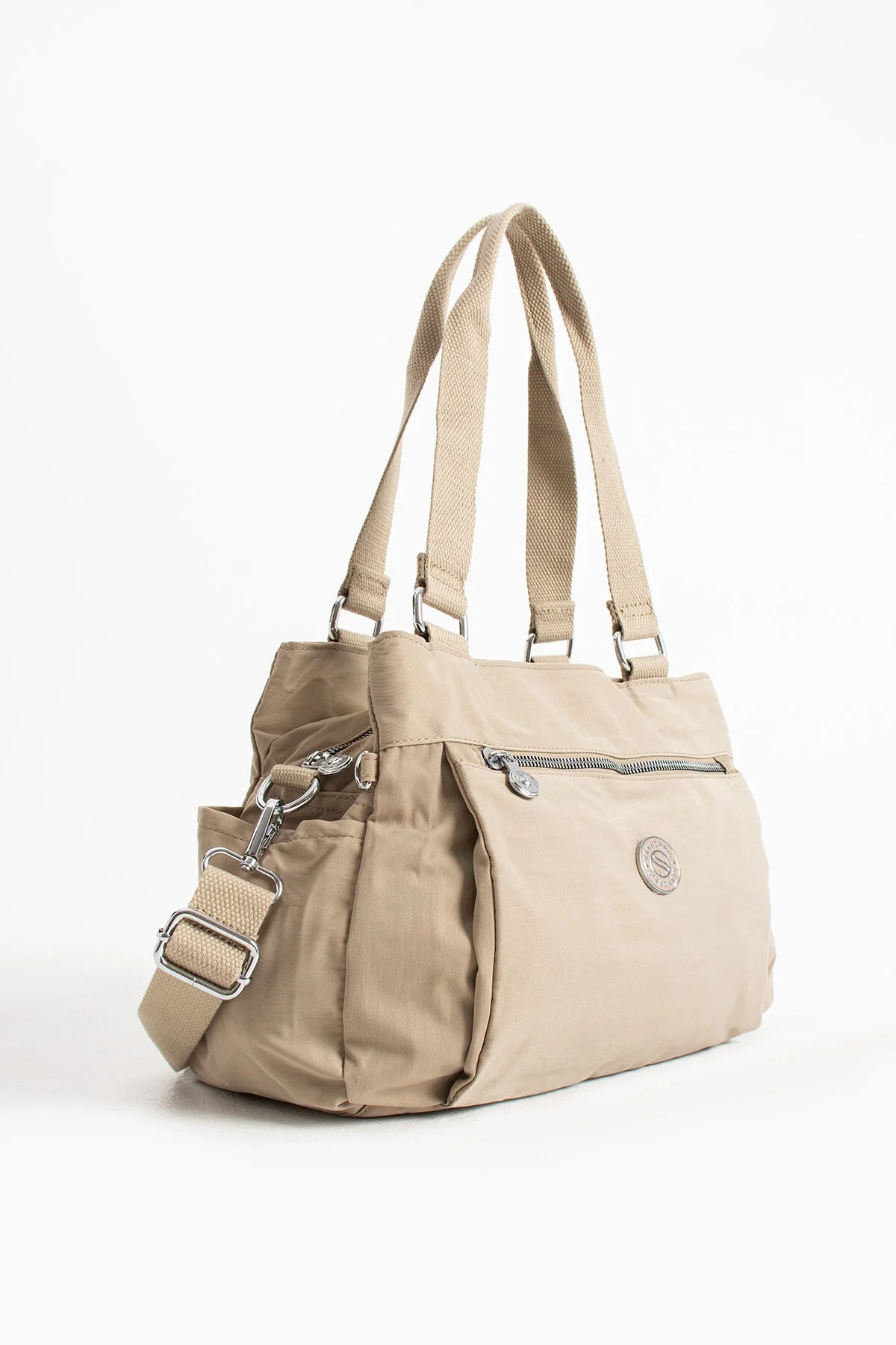 5 Gözlü Suya Dayanıklı Çapraz Askılı El ve Omuz Çantası - Bej