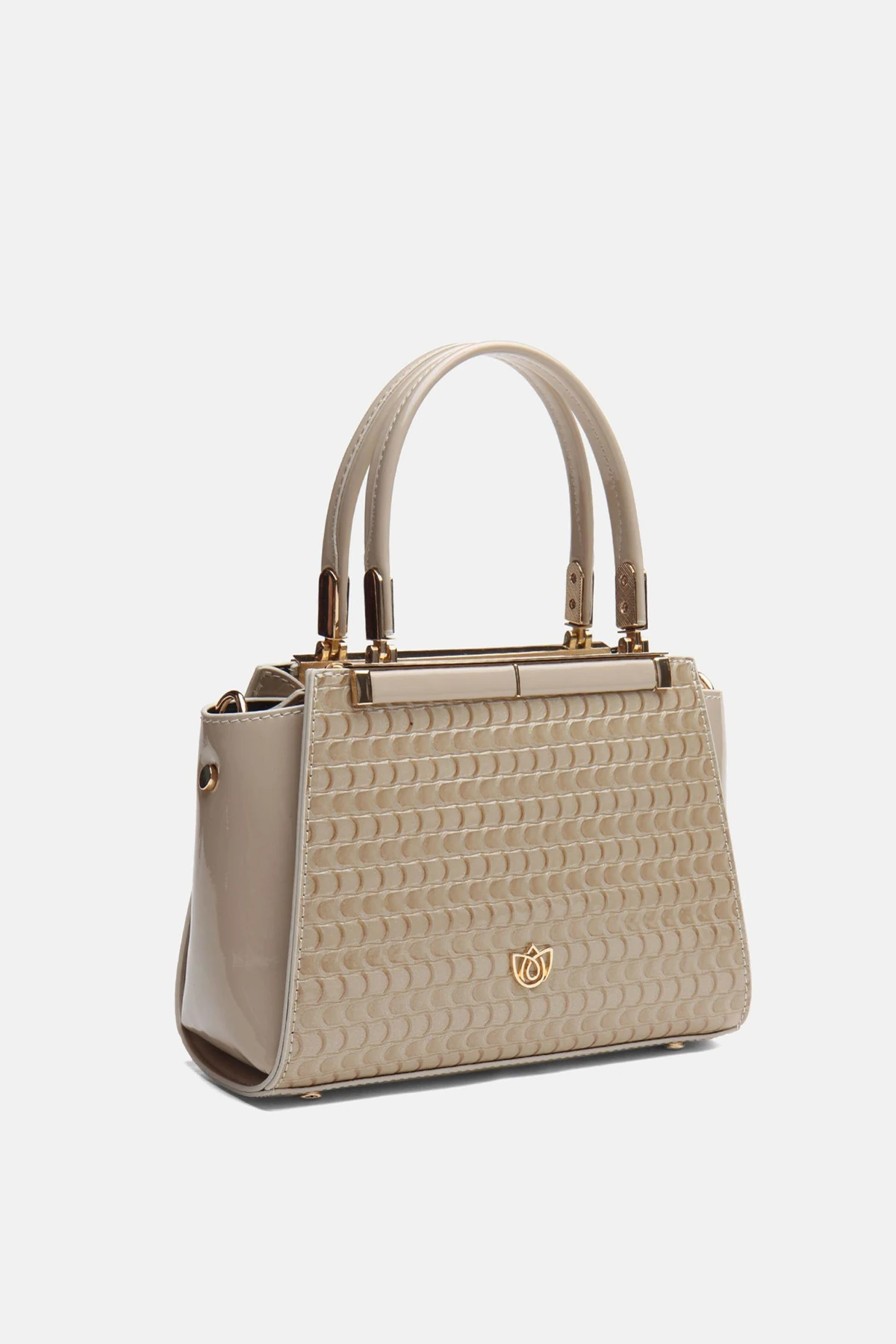 Timsah Desen Rubrisa Kadın El ve Omuz Çantası - Krem