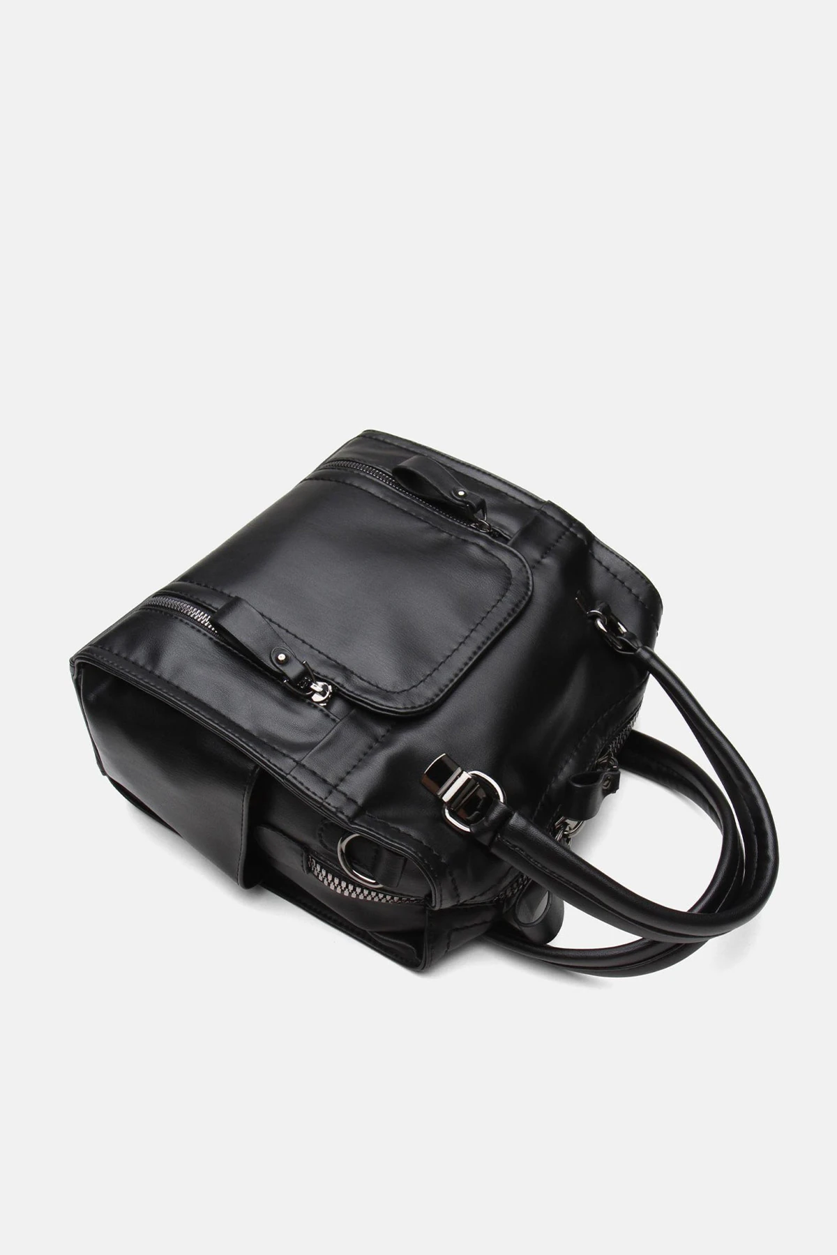 Suni Deri Wendin Kadın El Omuz ve Sırt Çantası - Siyah