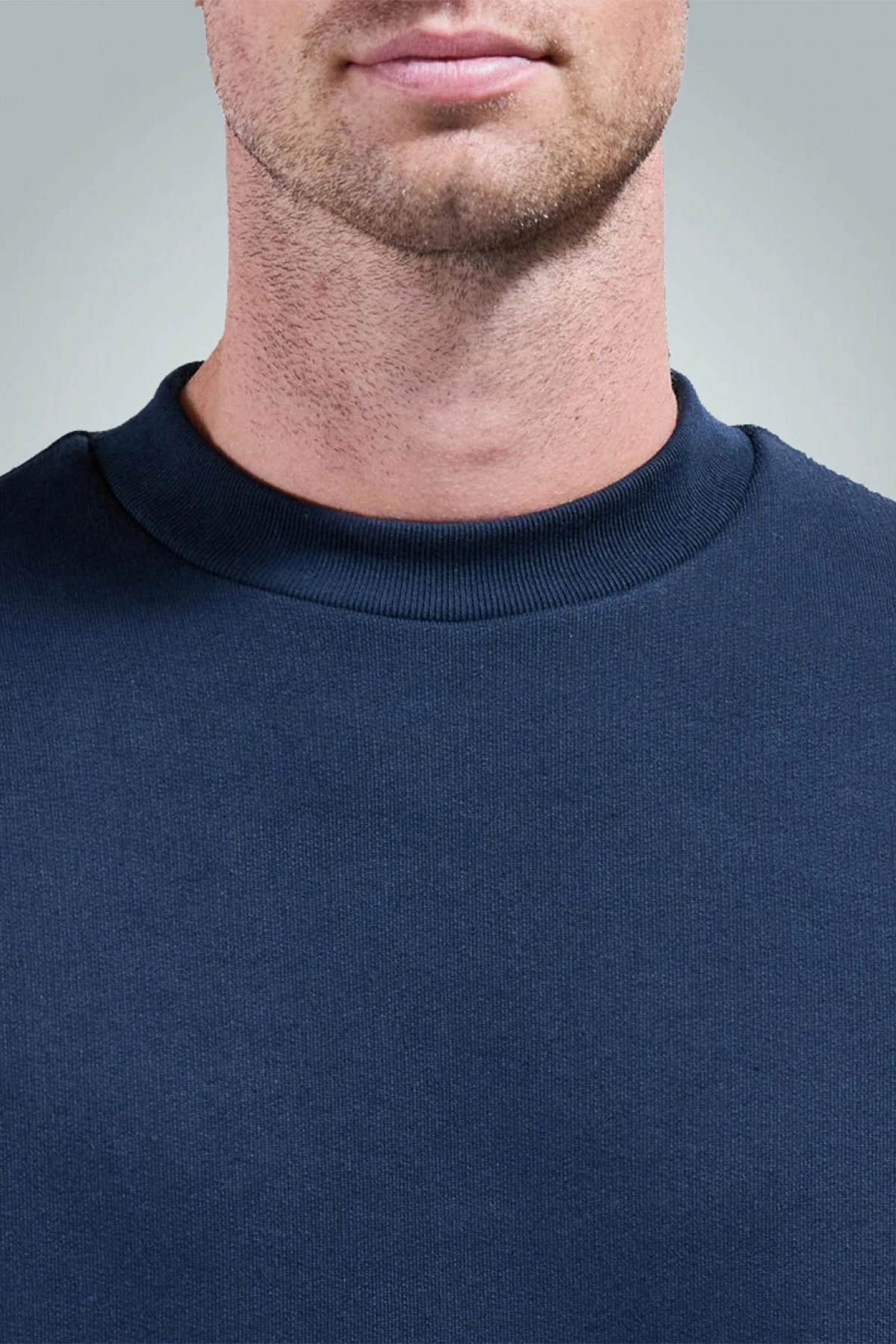 Erkek Bisiklet Yaka Düz Sweatshirt - темно-синий