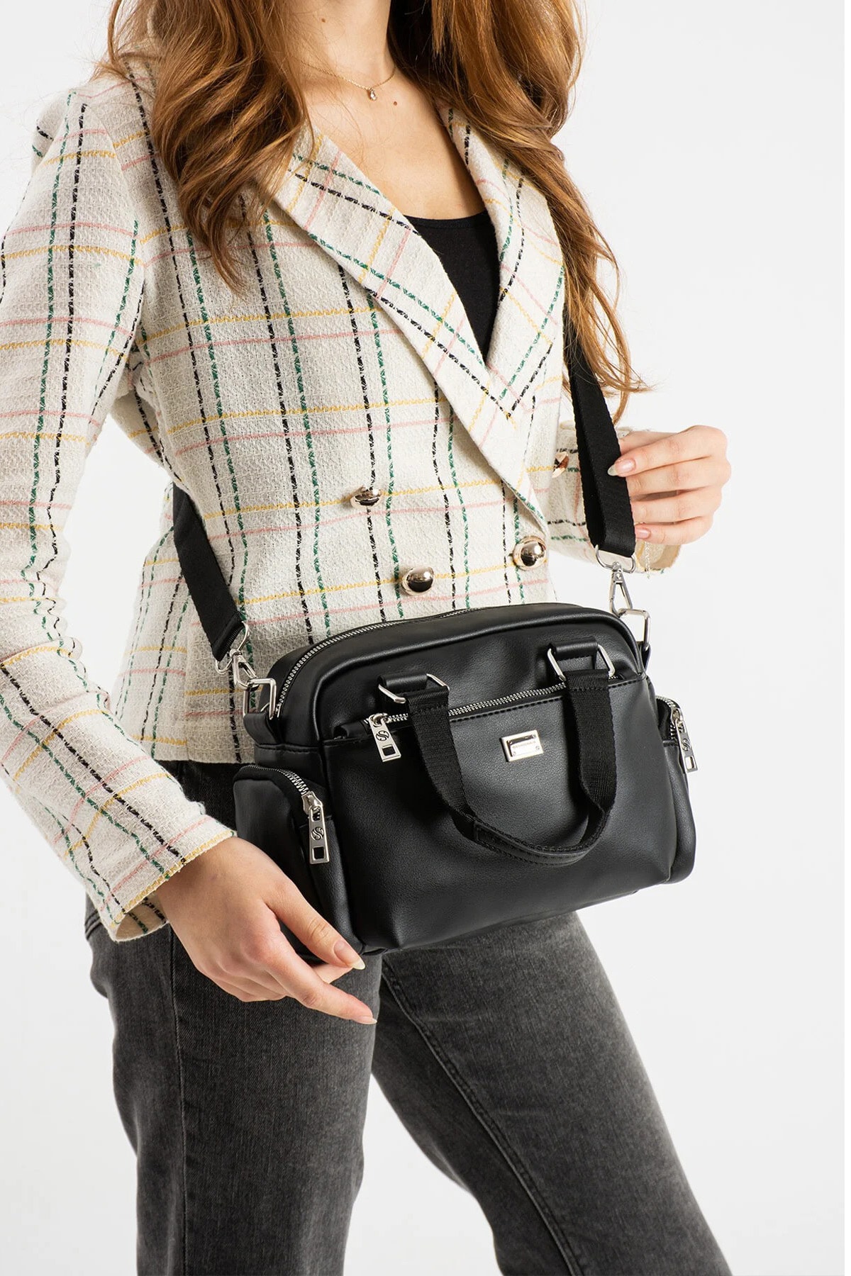 Çok Gözlü Ayarlanabilir Çapraz Askılı Kadın El ve Omuz Çantası