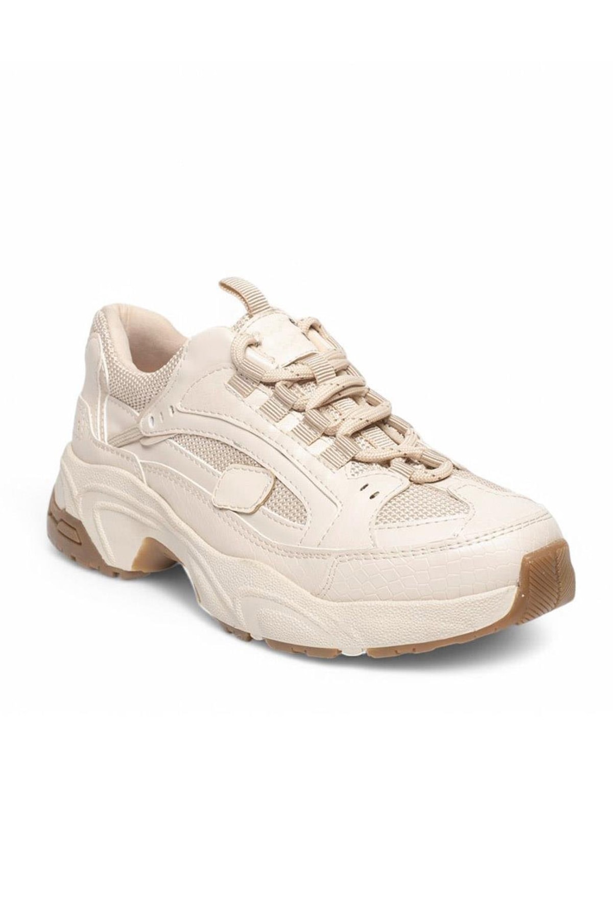 Yüksek Taban Rahat Ortopedik Kadın Spor Ayakkabı Sneaker - Bej