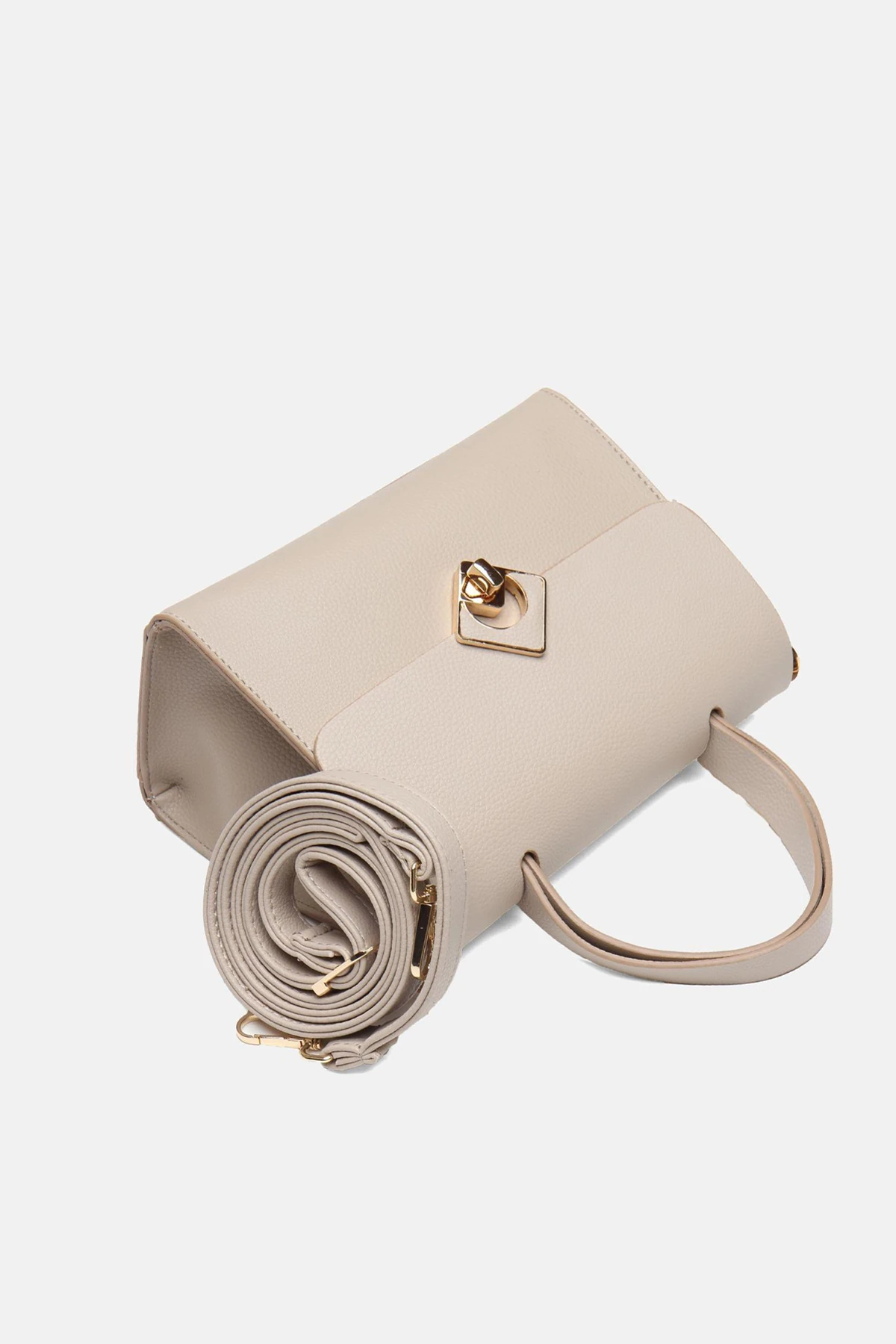 ​Ayarlanabilir Askılı Vamir Kadın El ve Omuz Çantası - Vizon