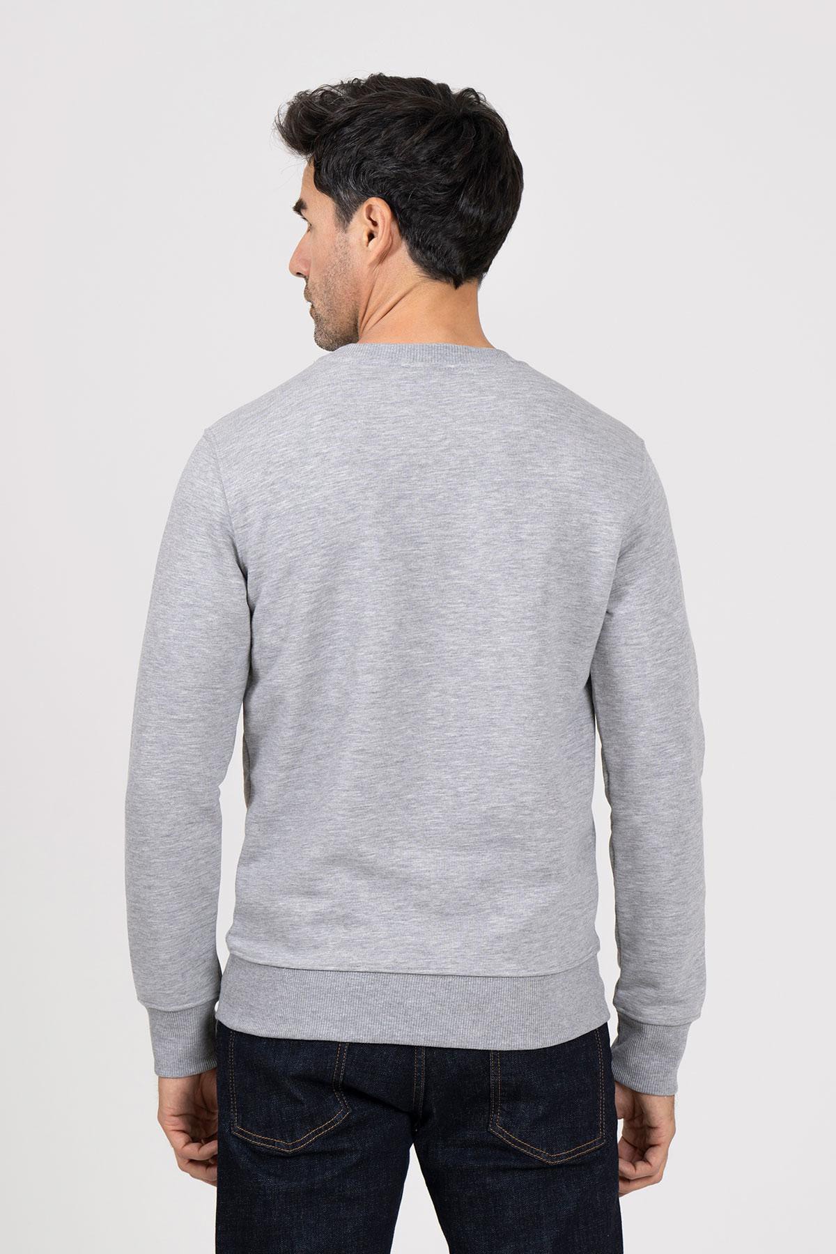 Bisiklet Yaka Pamuklu Regular Erkek Sweatshirt - Gri