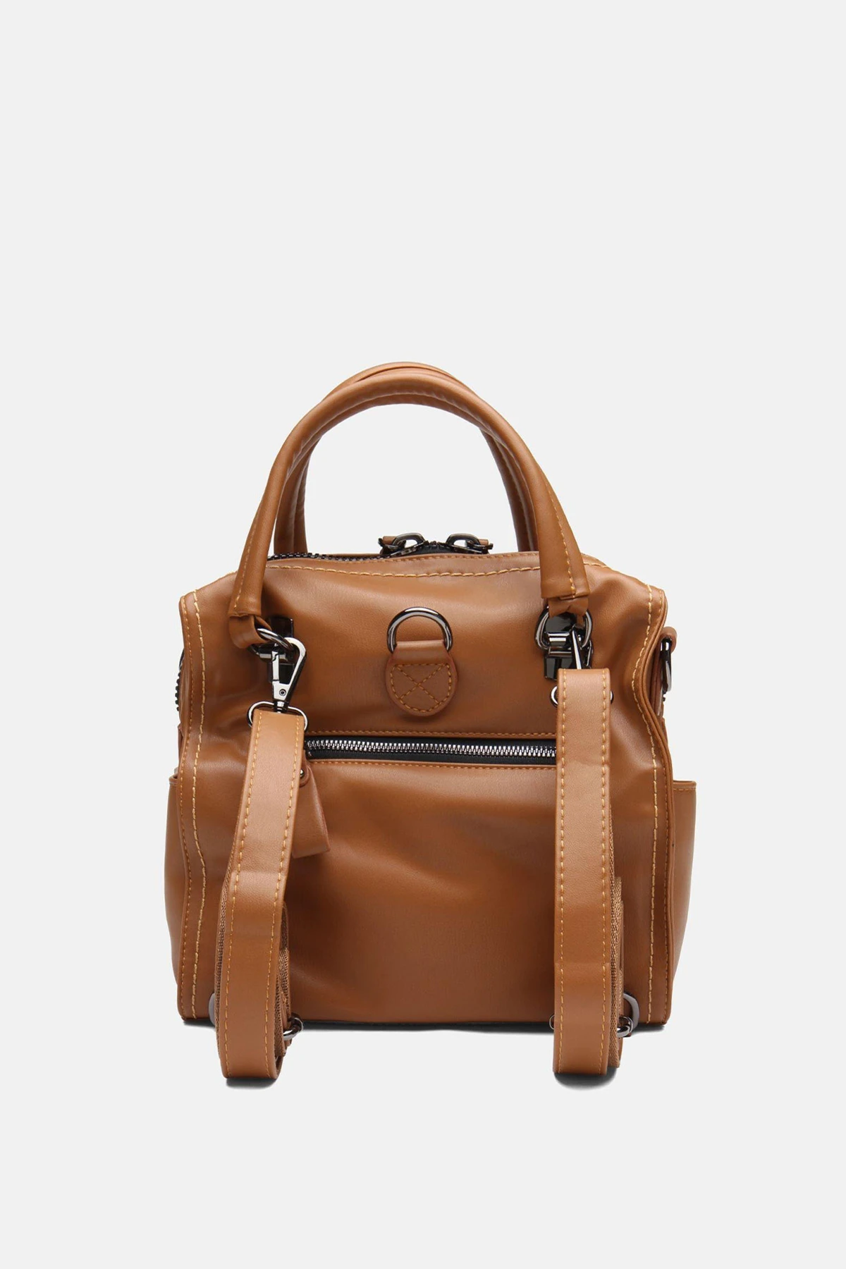 Suni Deri Wendin Kadın El Omuz ve Sırt Çantası - Taba