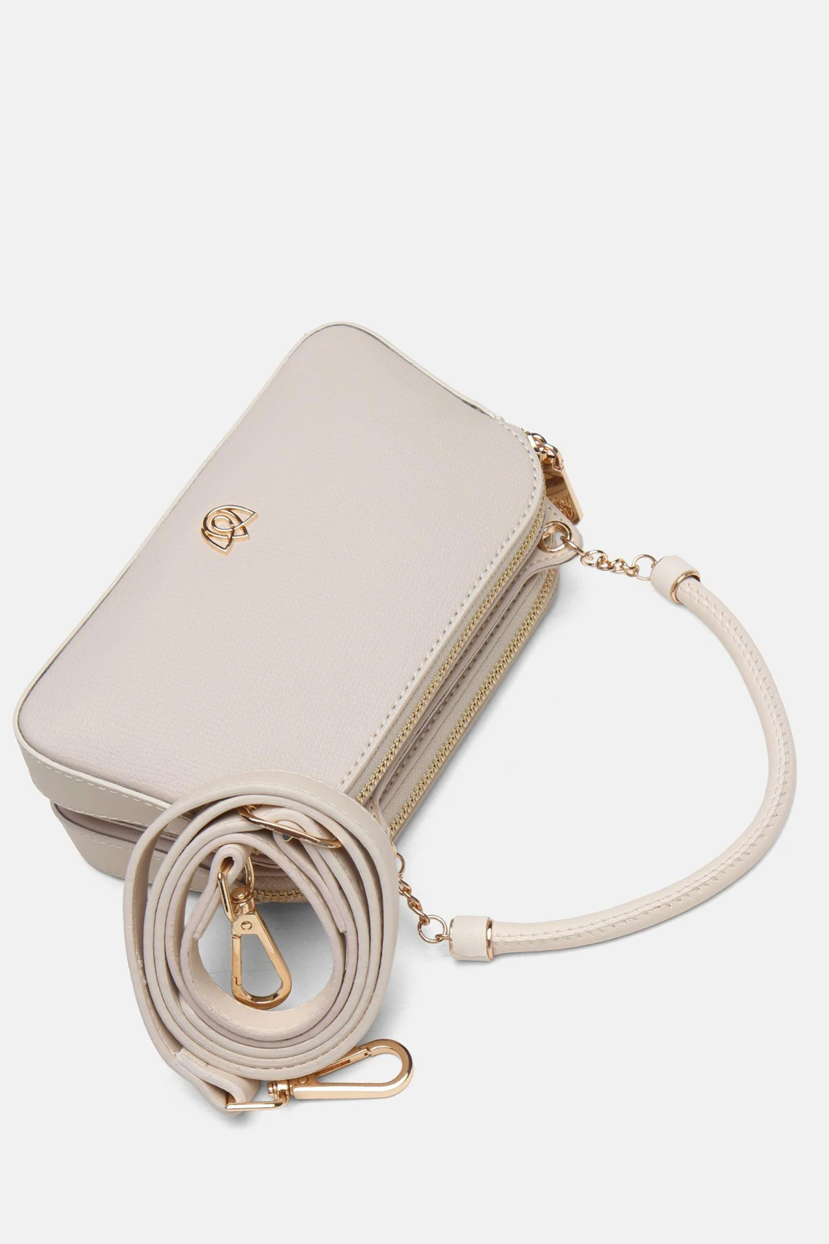 Zincir Detaylı Vegan Deri Fiamma İkiz Çanta - Krem