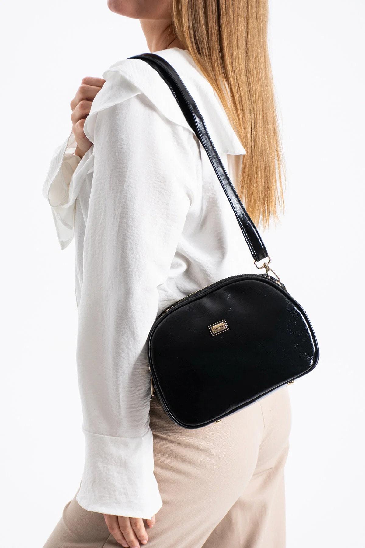 Suni Deri 4 Bölmeli Çapraz Askılı Çapraz ve Omuz Çanta